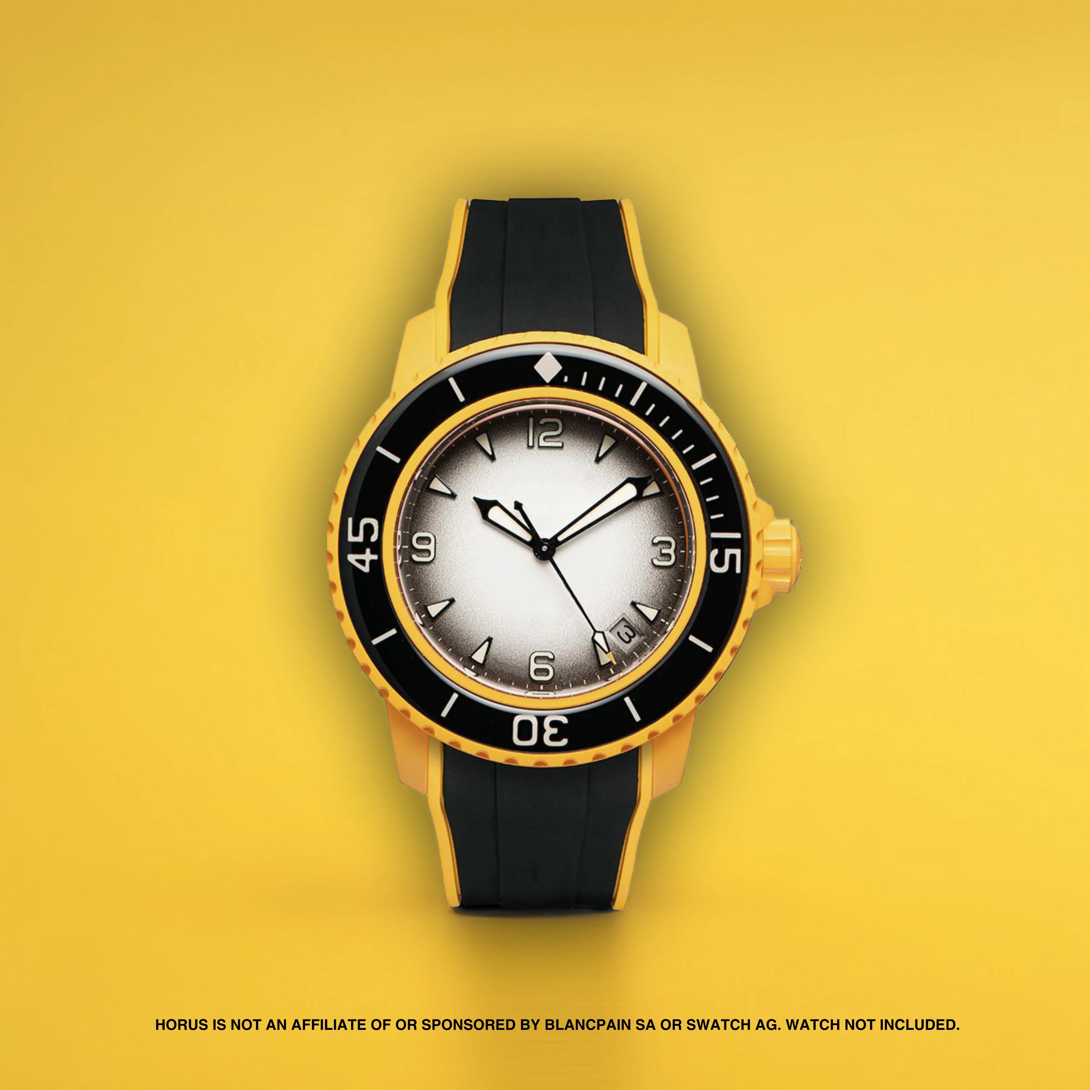FKM Integrated Rubber Strap for Blancpain x Swatch Fifty Fathoms - Black & Yellow - Image 2