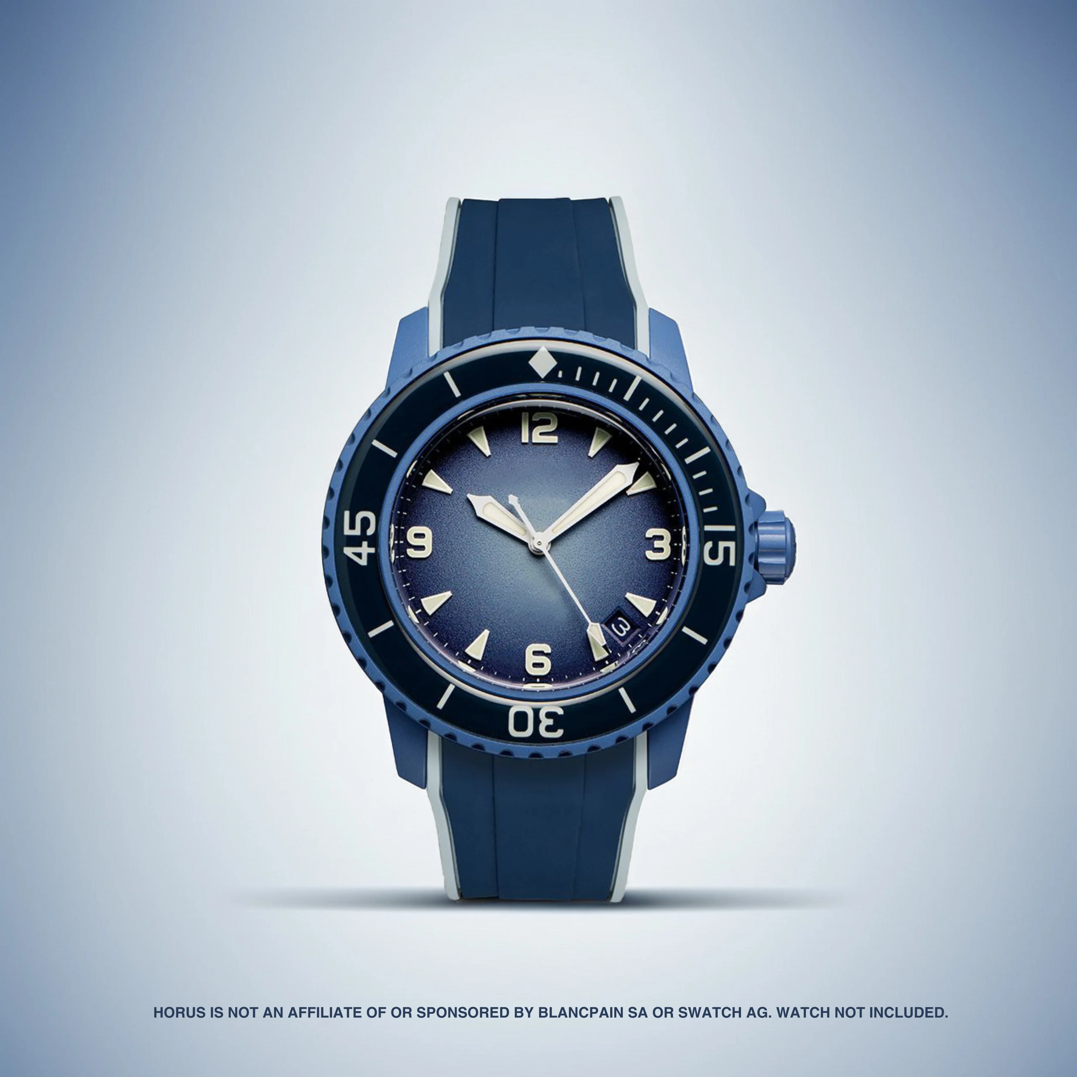 FKM Integrated Rubber Strap for Blancpain x Swatch Fifty Fathoms - Blue & Light Blue - Image 2