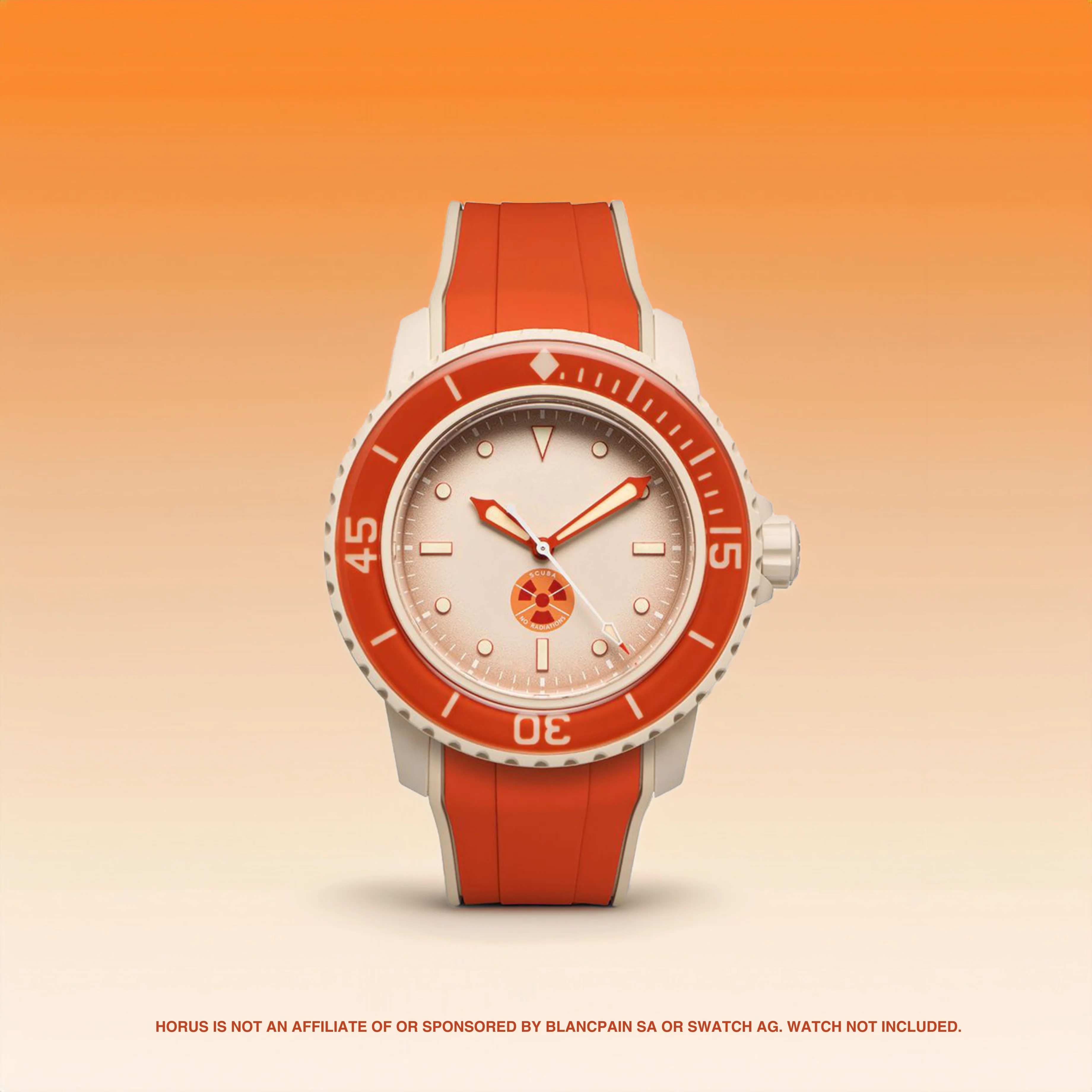FKM Integrated Rubber Strap for Blancpain x Swatch Fifty Fathoms - Orange & Beige - Image 2