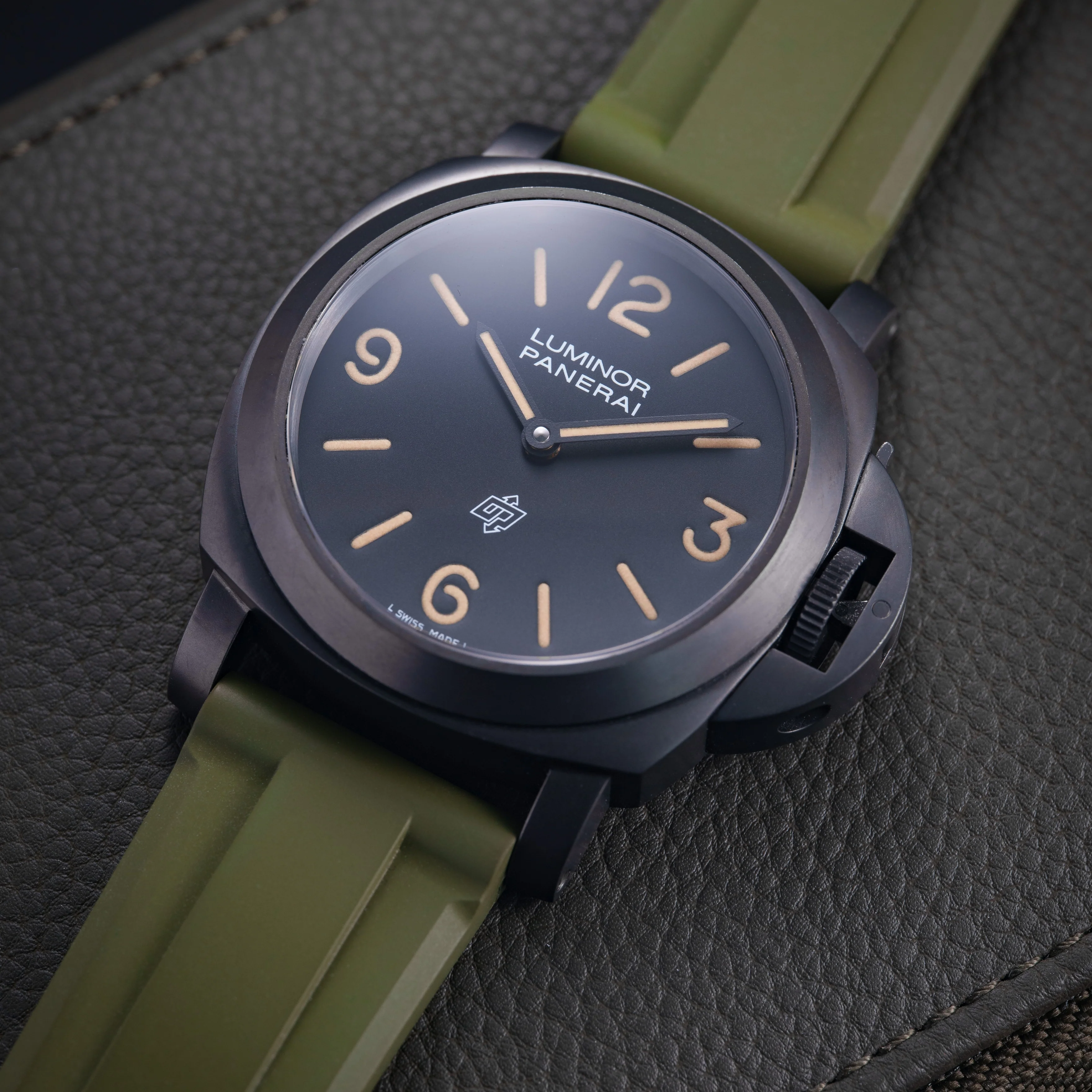 FKM Rubber Strap for Panerai Luminor - Moss Green - Image 2