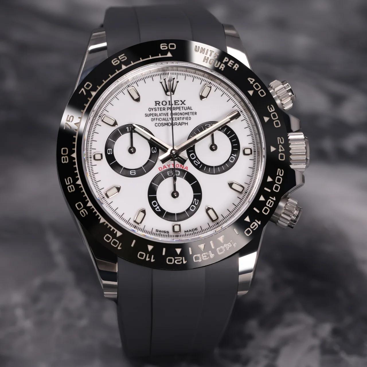 FKM Rubber Strap for Rolex Daytona on Bracelet - Carbon Grey - Image 2