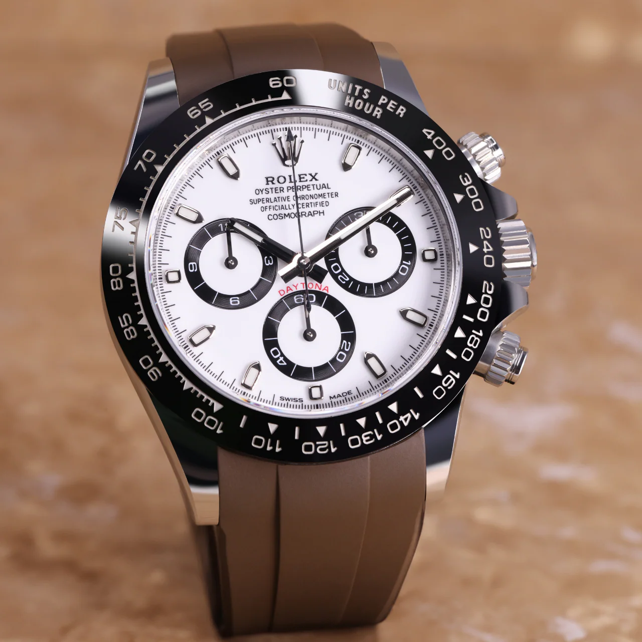 FKM Rubber Strap for Rolex Daytona on Bracelet - Mocha - Image 2