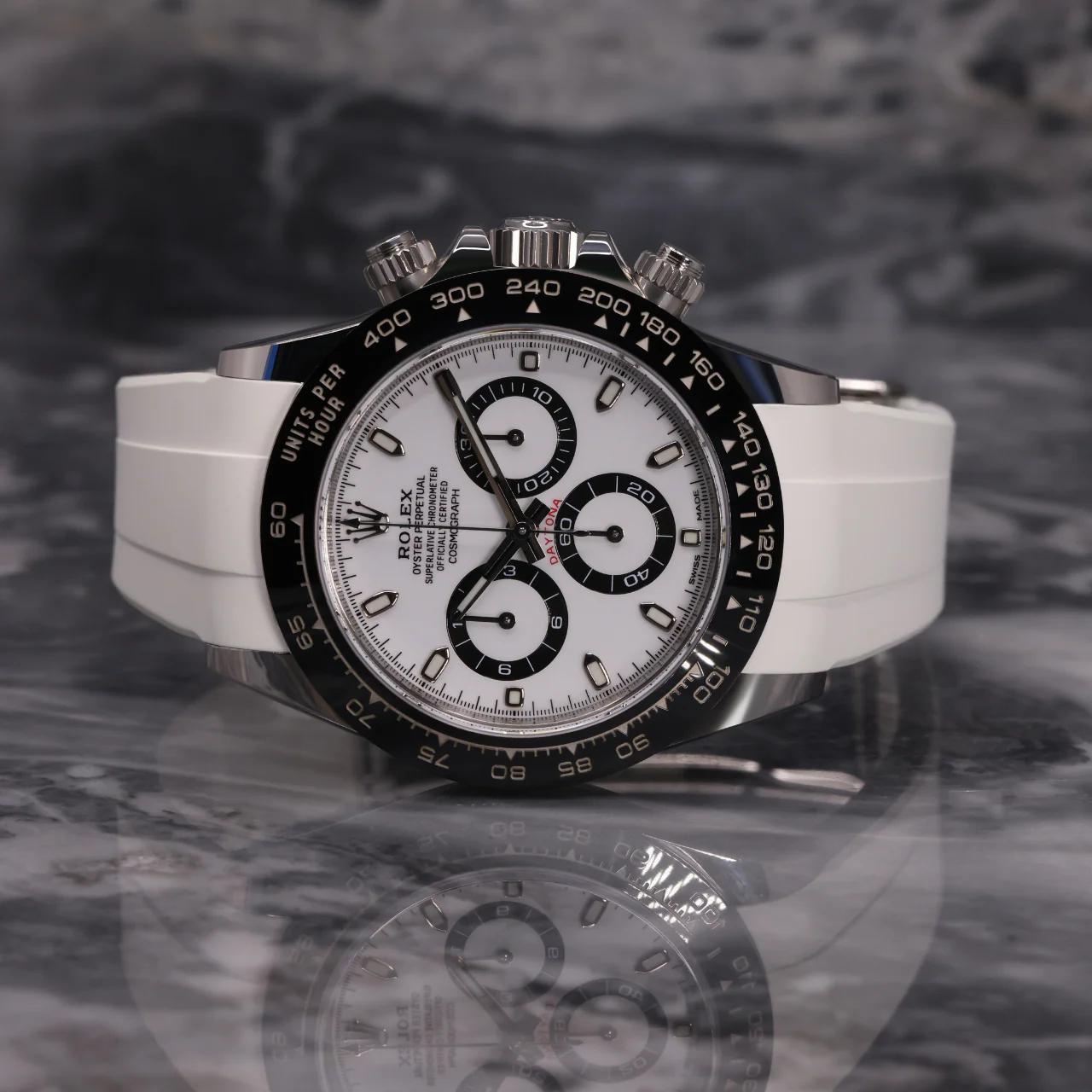 FKM Rubber Strap for Rolex Daytona on Bracelet - Polar White - Image 2