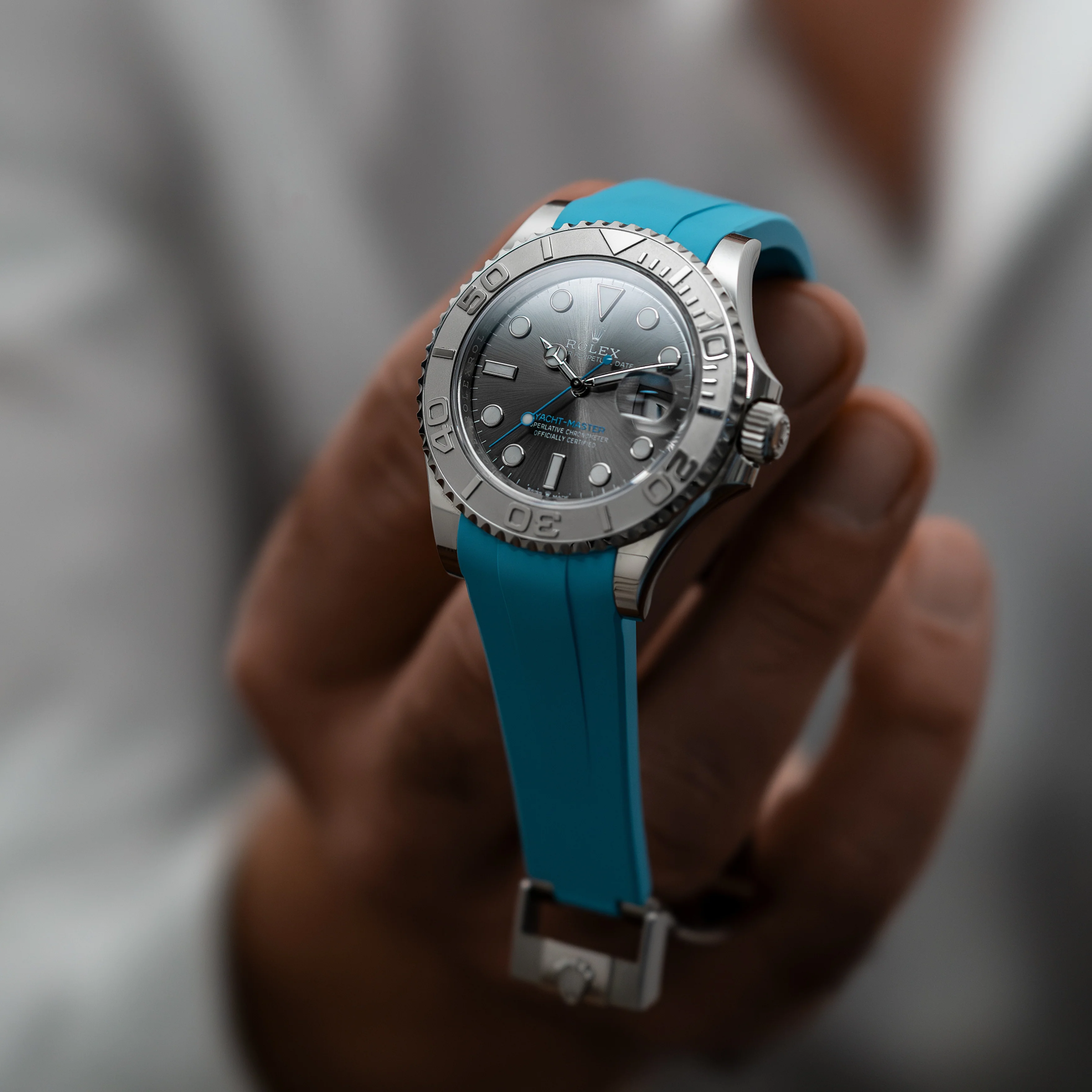 FKM Rubber Strap for Rolex Yacht-Master on Bracelet - Miami Blue
