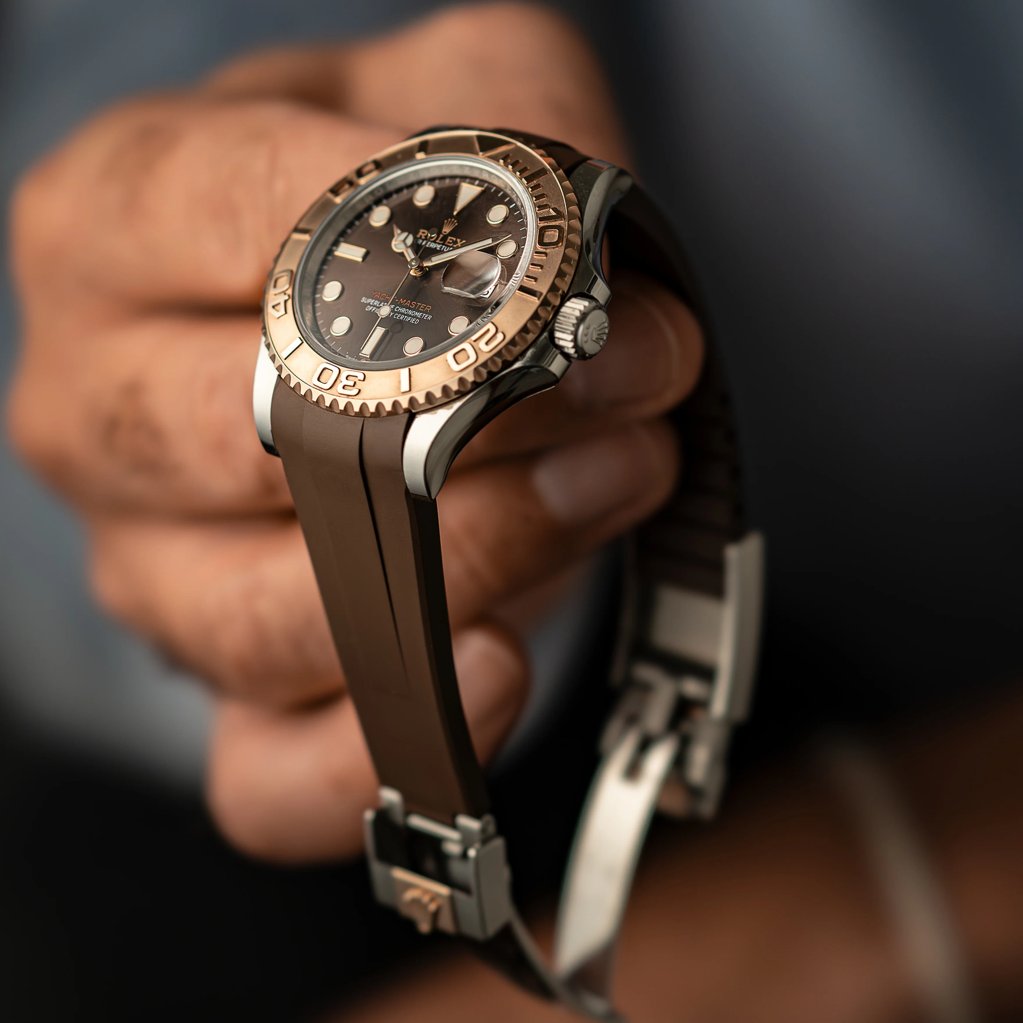 FKM Rubber Strap for Rolex Yacht-Master on Bracelet - Mocha - Image 2
