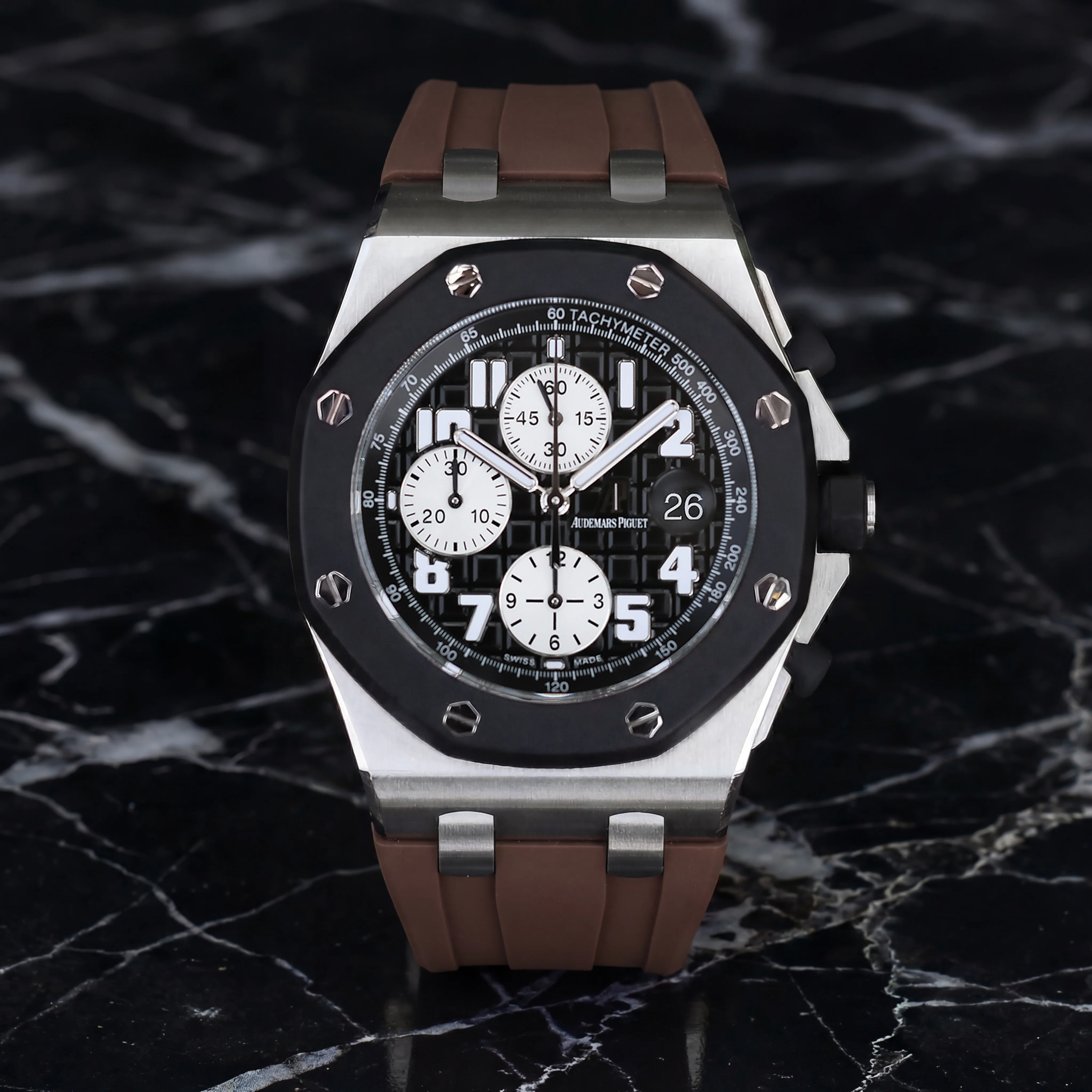Rubber Strap for Audemars Piguet 42mm Royal Oak Offshore (Deployant Clasp) - Espresso Brown