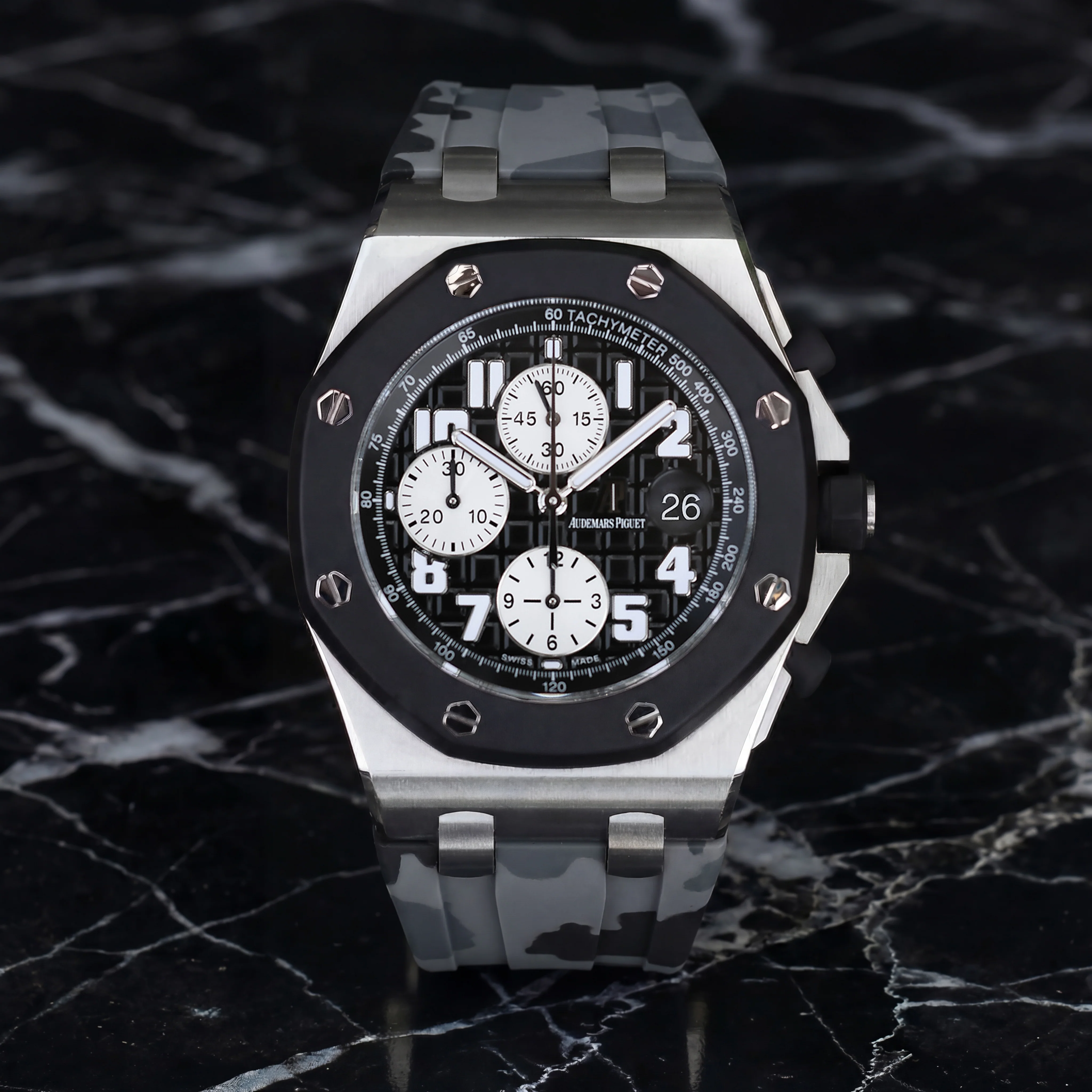 Rubber Strap for Audemars Piguet 42mm Royal Oak Offshore (Deployant Clasp) - Graphite Camo
