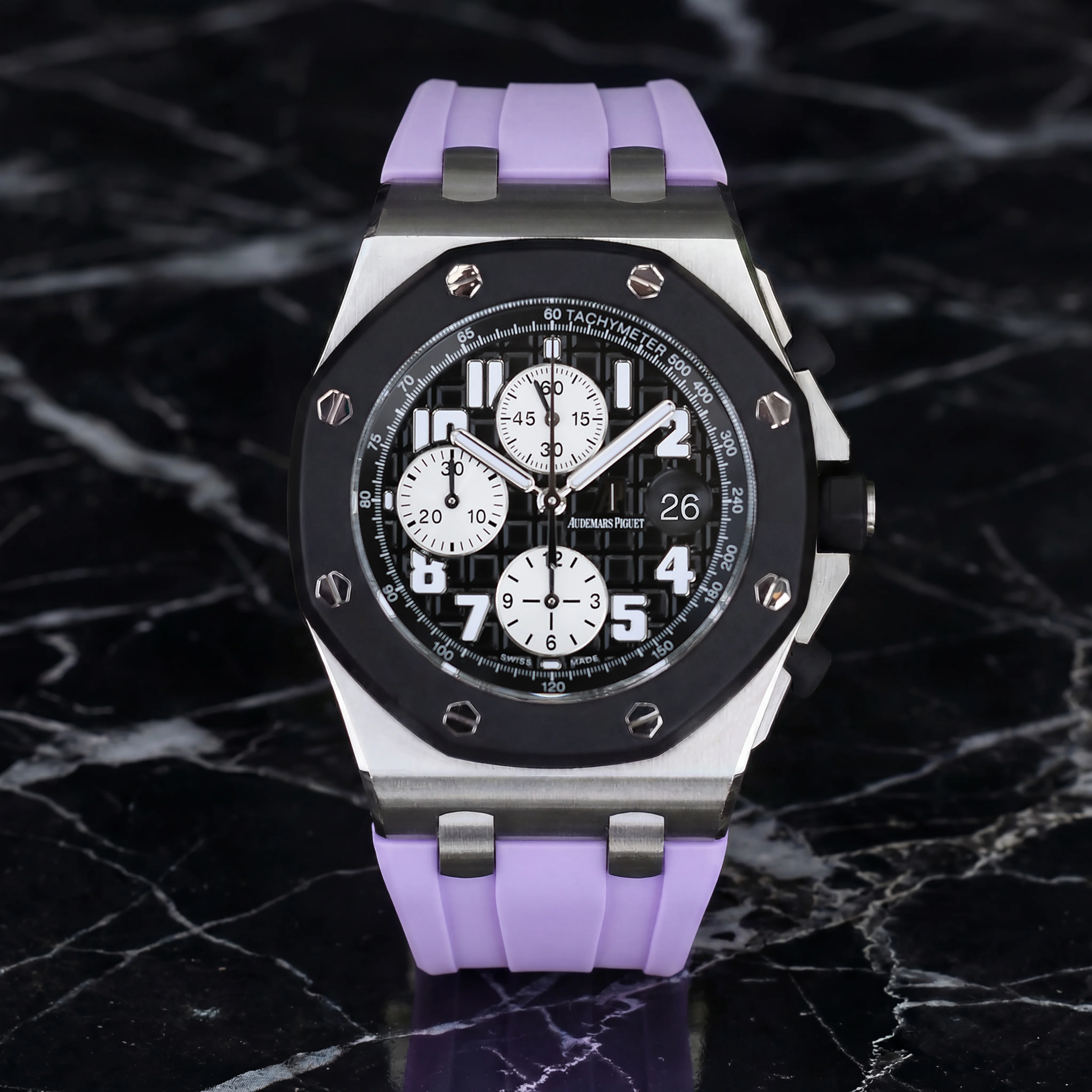 Rubber Strap for Audemars Piguet 42mm Royal Oak Offshore (Deployant Clasp) - Lavender Purple