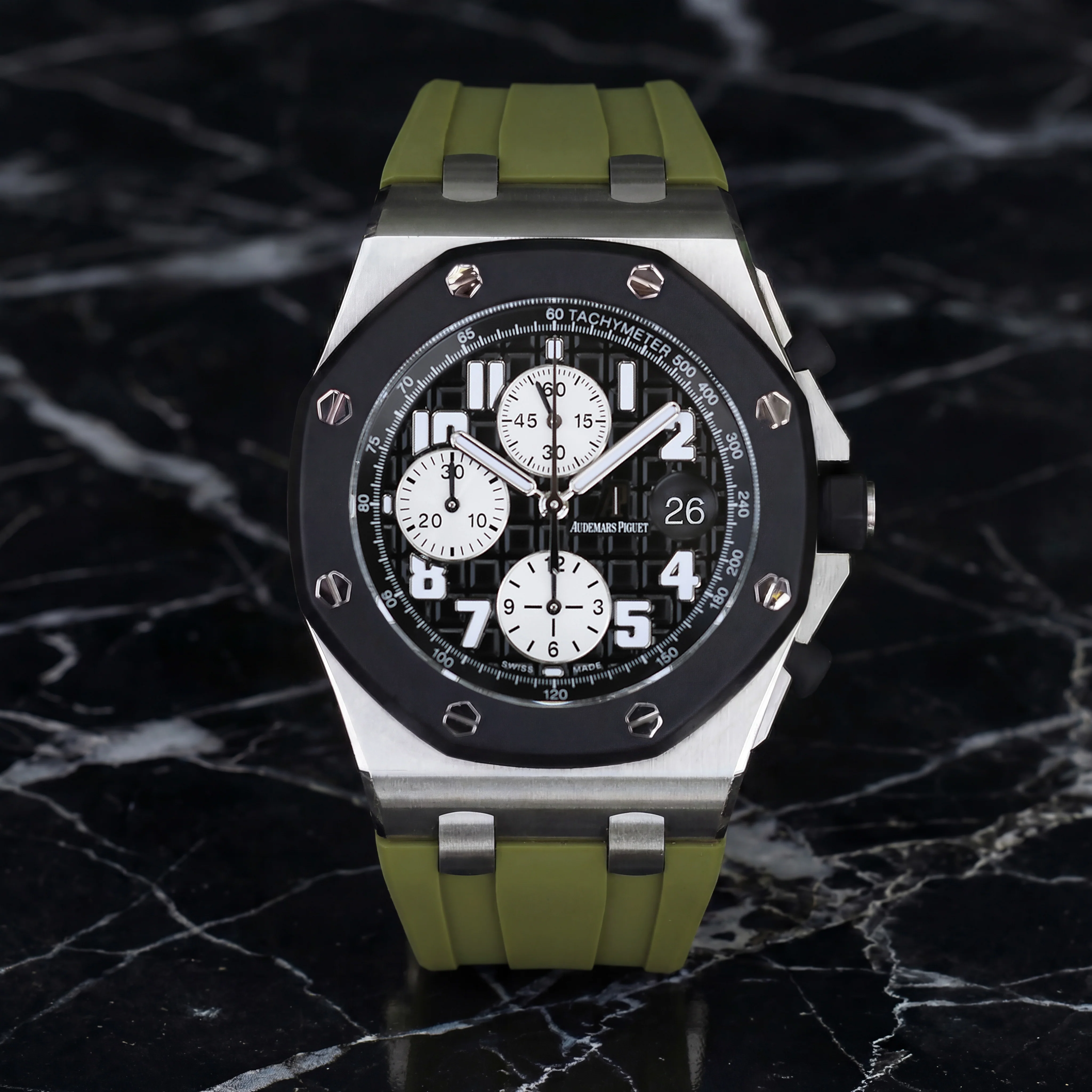 Rubber Strap for Audemars Piguet 42mm Royal Oak Offshore (Deployant Clasp) - Olive Green