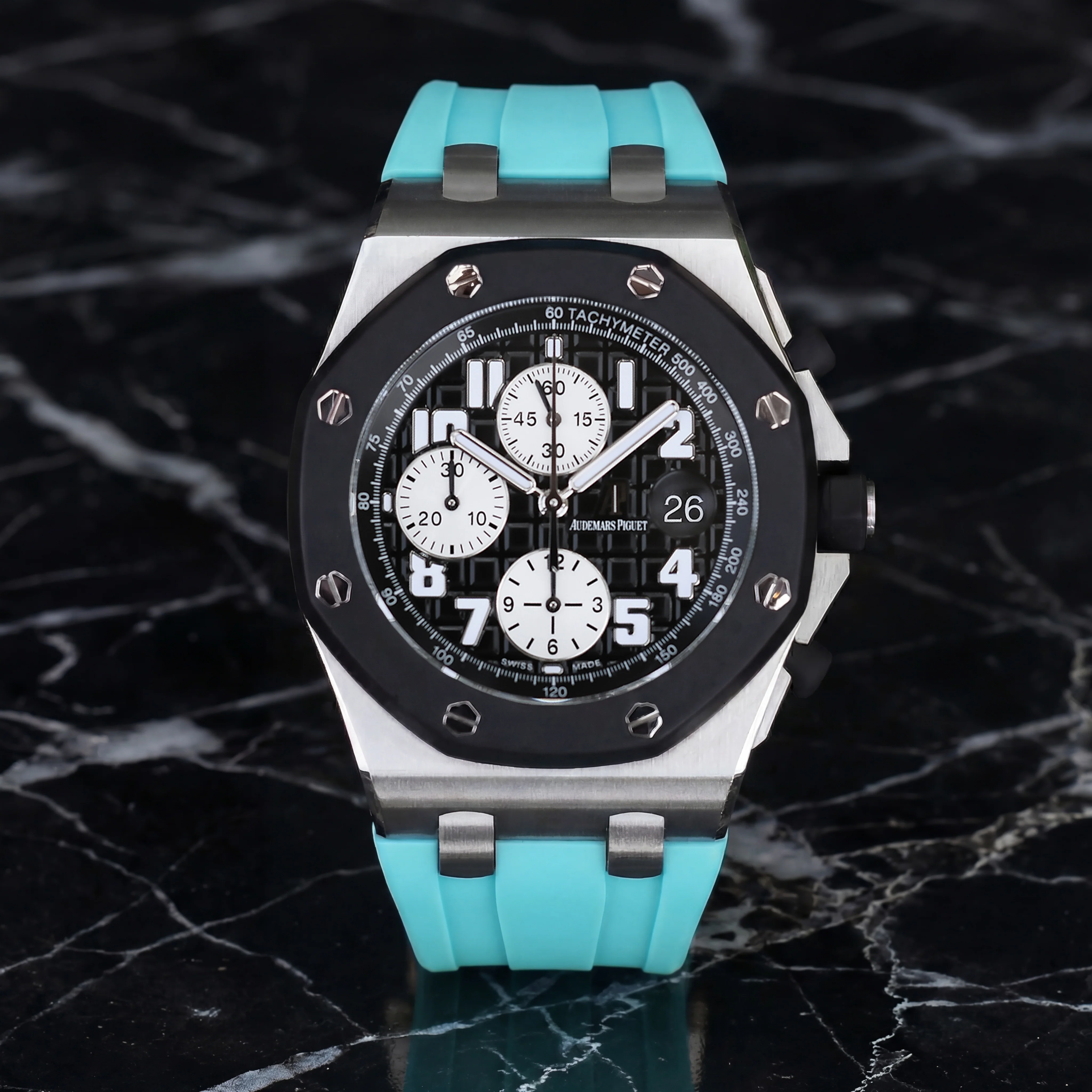 Rubber Strap for Audemars Piguet 42mm Royal Oak Offshore (Deployant Clasp) - Seafoam Blue