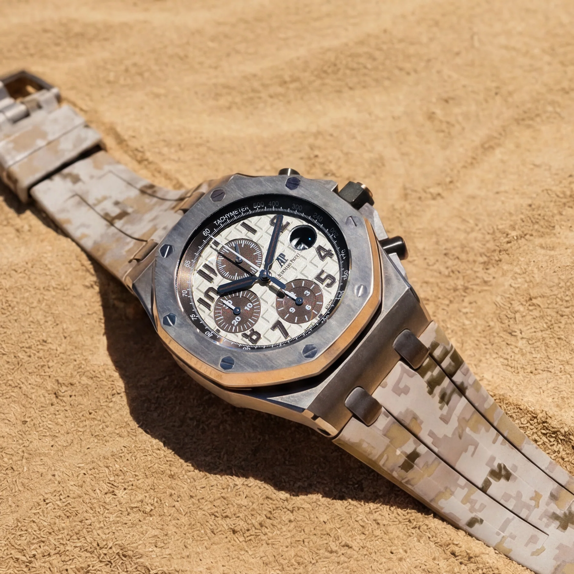 Rubber Strap for Audemars Piguet 42mm Royal Oak Offshore (Tang Buckle) - Desert Digi Camo
