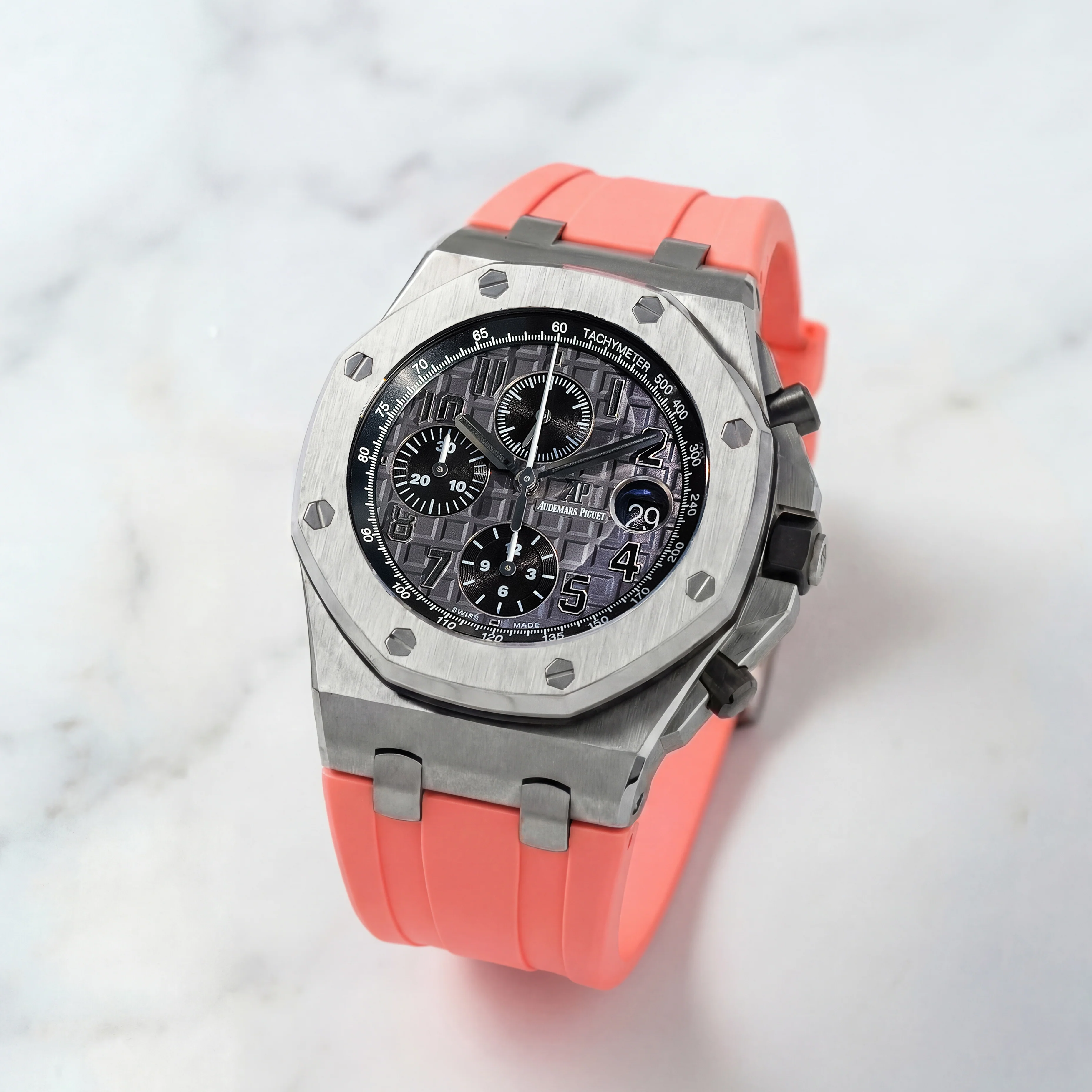 Rubber Strap for Audemars Piguet 42mm Royal Oak Offshore (Tang Buckle) - Flamingo Pink