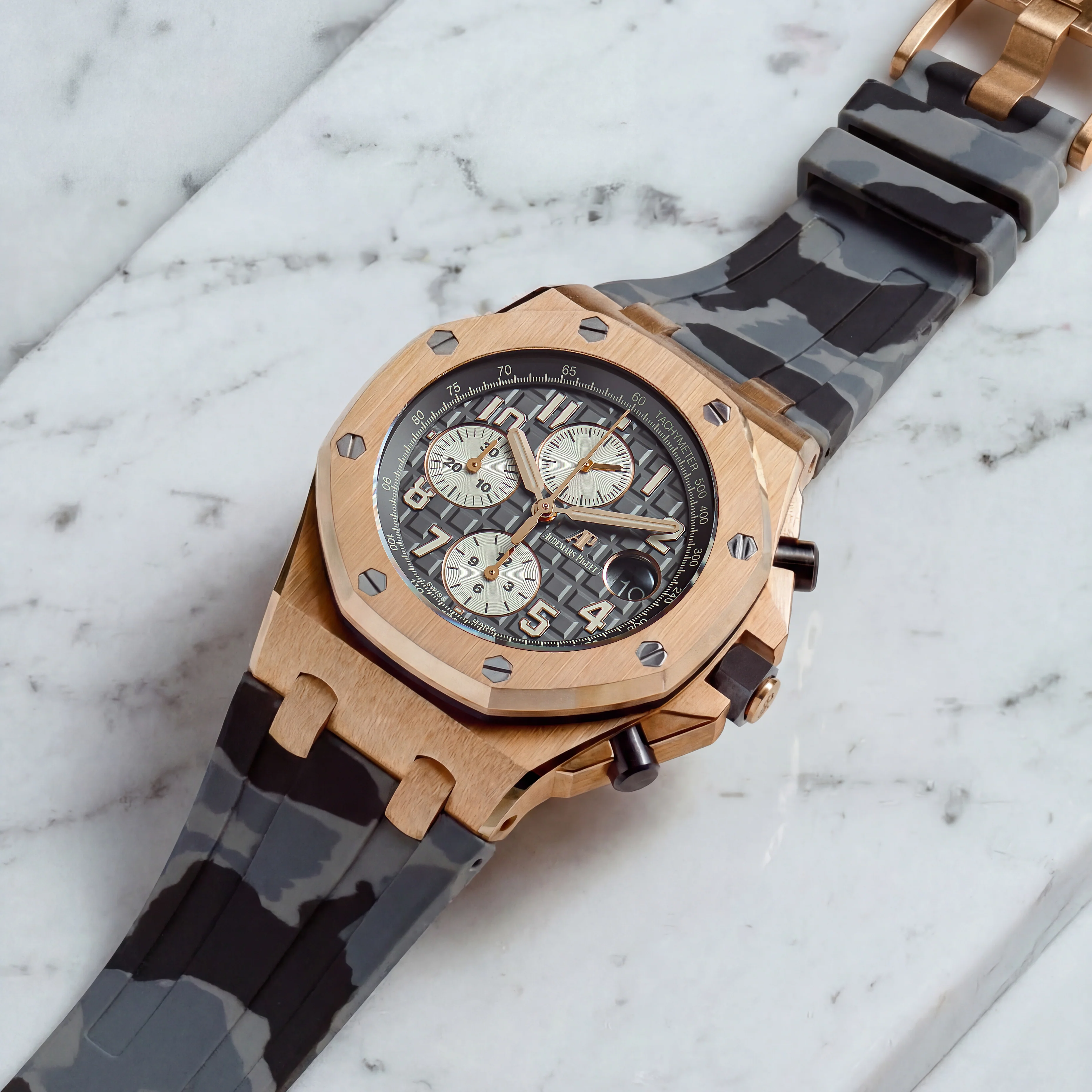 Rubber Strap for Audemars Piguet 42mm Royal Oak Offshore (Tang Buckle) - Graphite Camo