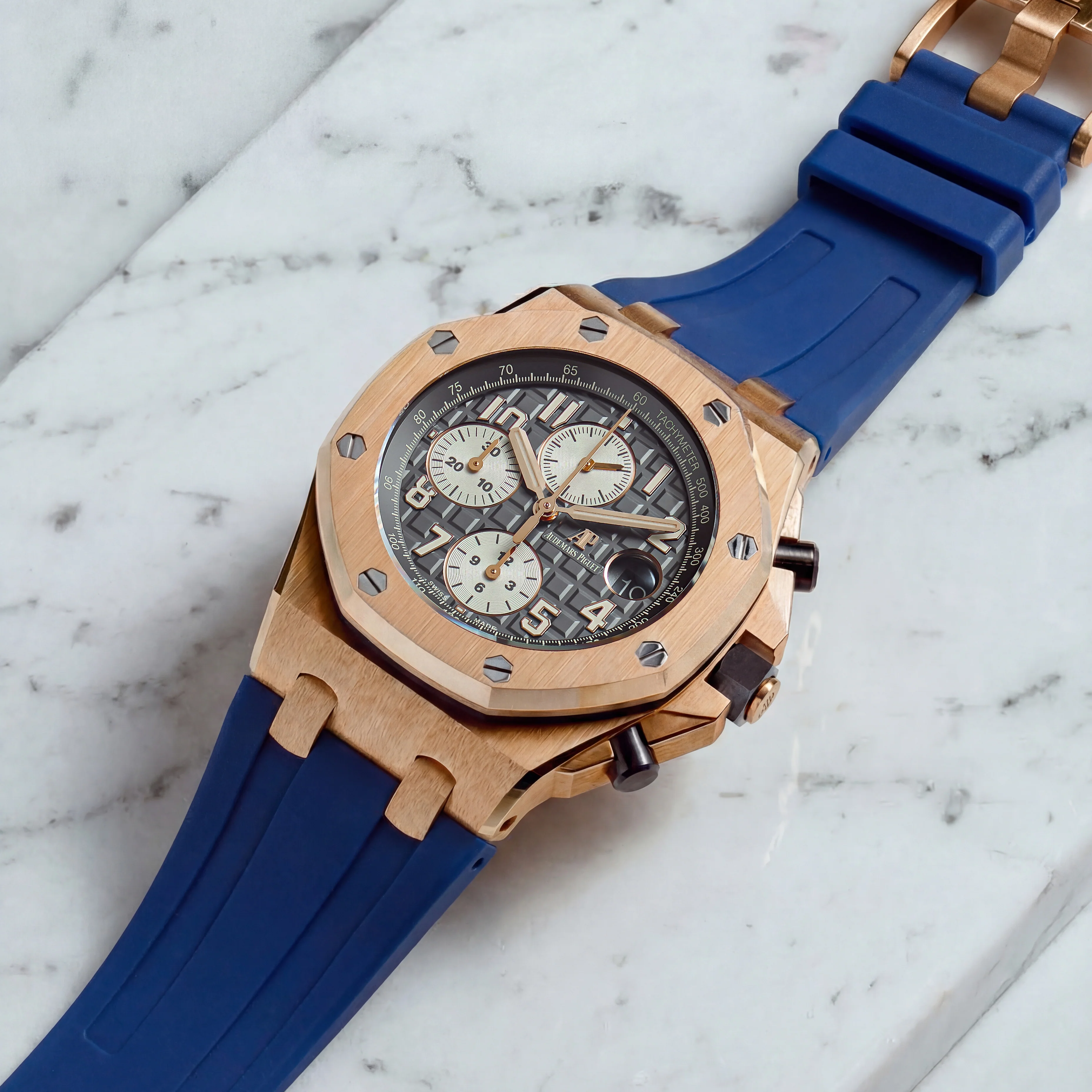 Rubber Strap for Audemars Piguet 42mm Royal Oak Offshore (Tang Buckle) - Navy Blue