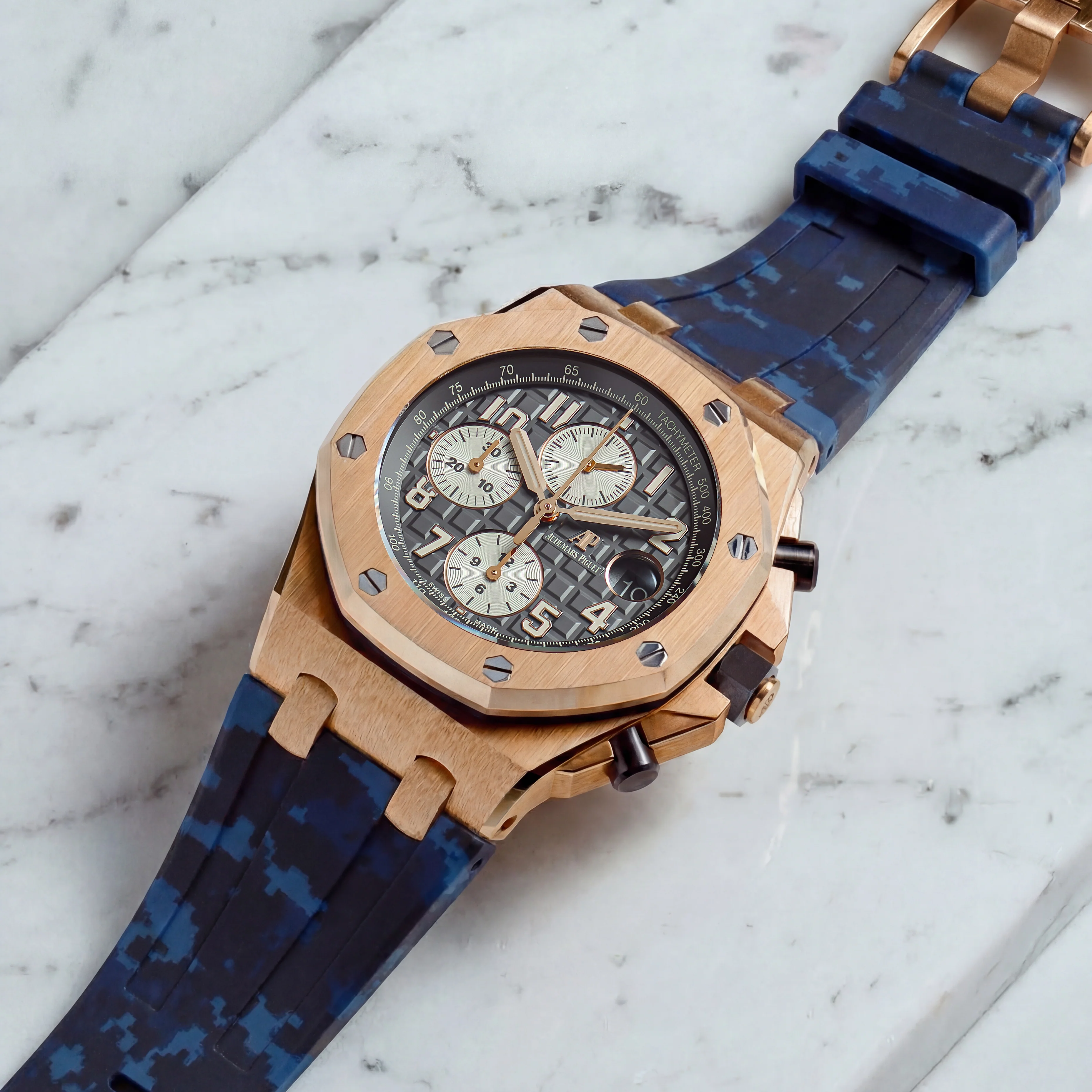 Rubber Strap for Audemars Piguet 42mm Royal Oak Offshore (Tang Buckle) - Ocean Digi Camo