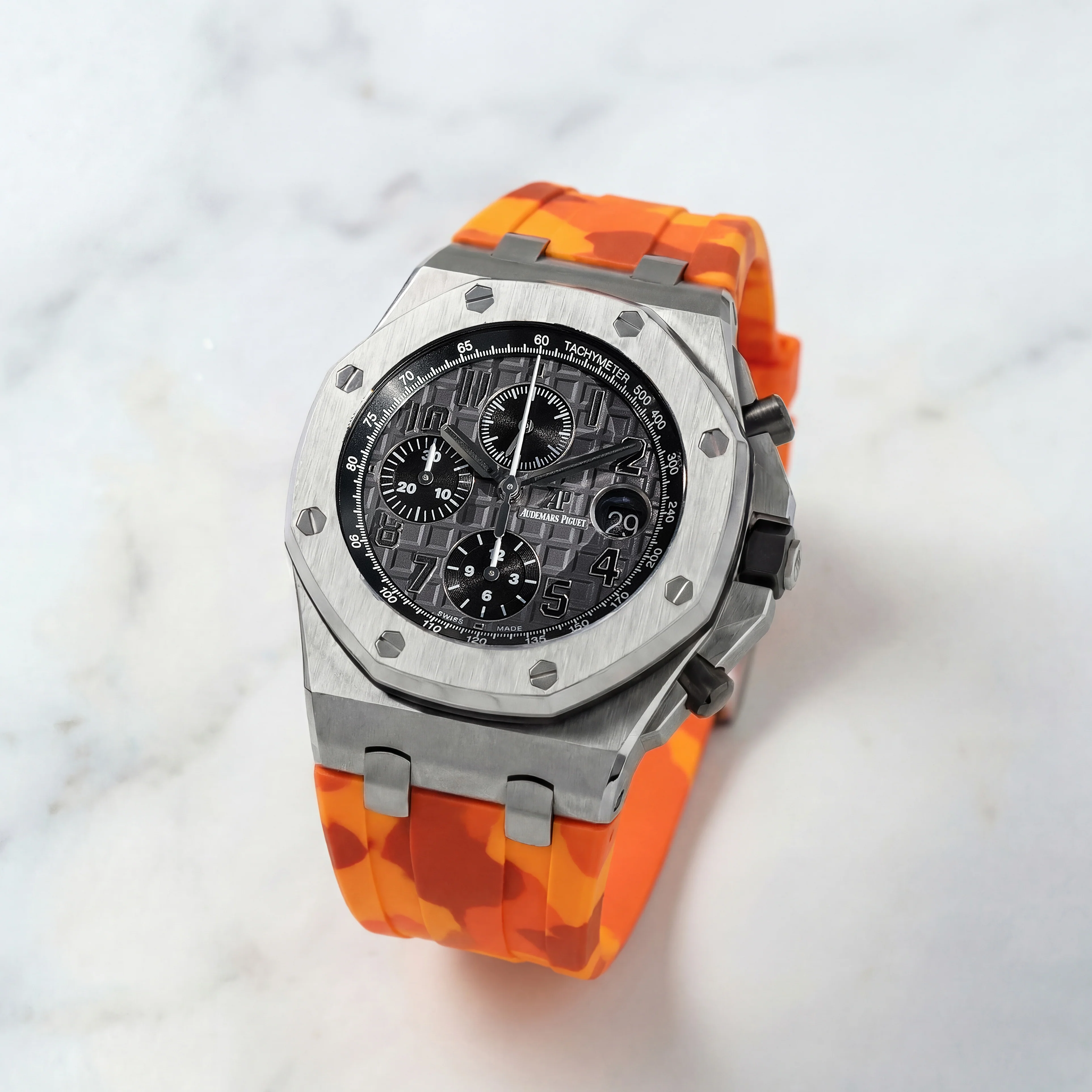 Rubber Strap for Audemars Piguet 42mm Royal Oak Offshore (Tang Buckle) - Orange Camo