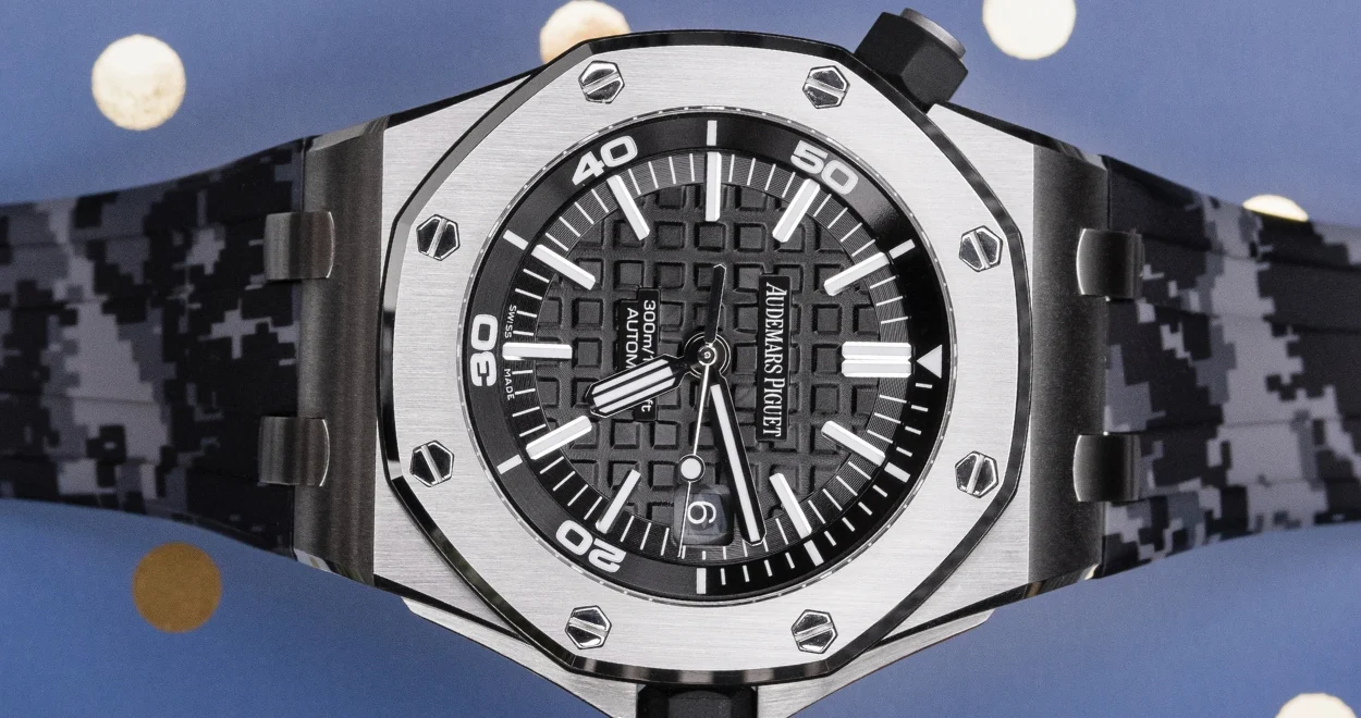 Rubber Strap for Audemars Piguet Diver - Graphite Digi Camo - Image 2