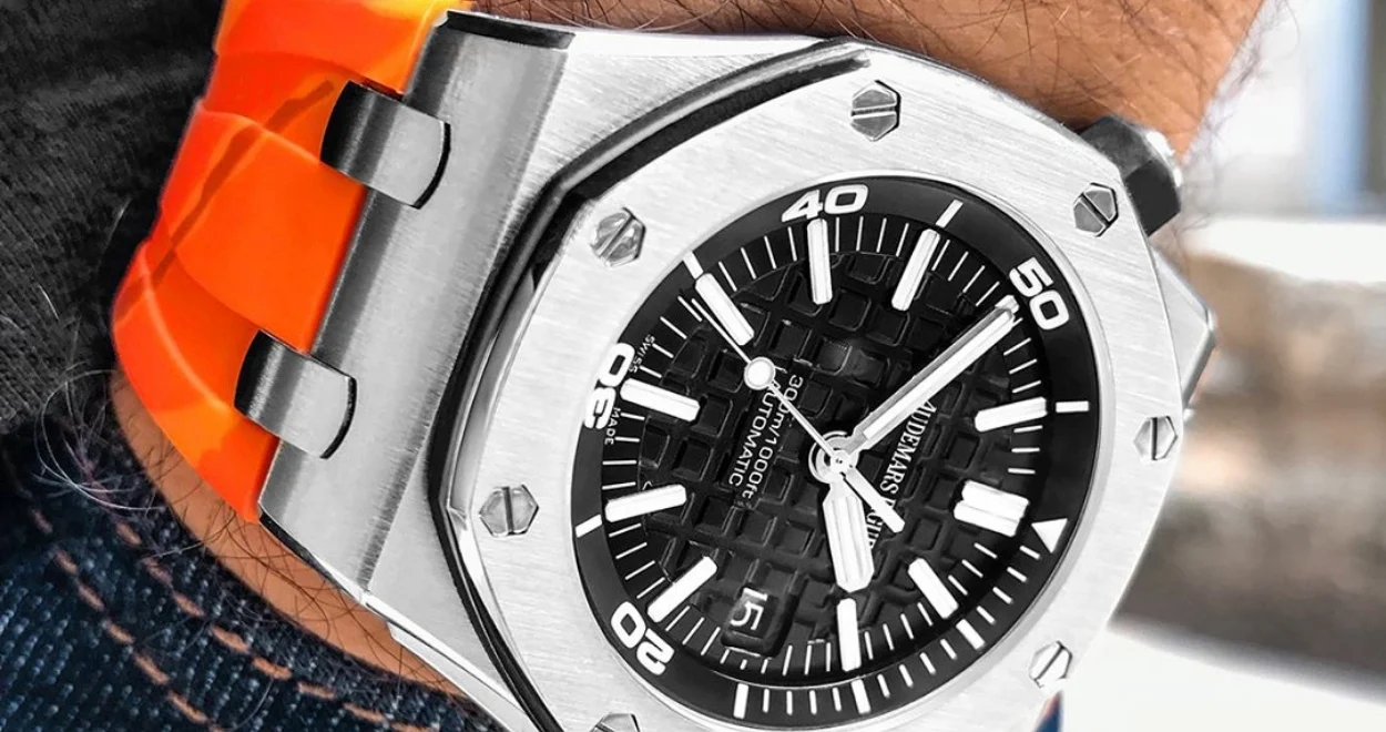 Rubber Strap for Audemars Piguet Diver - Orange Camo - Image 2