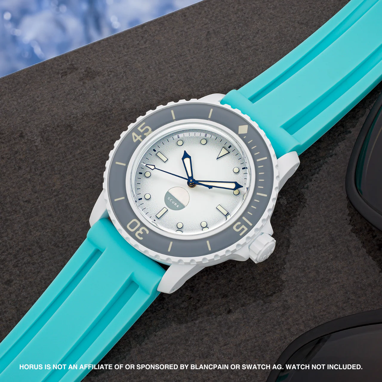 Rubber Strap for Blancpain x Swatch Fifty Fathoms - Seafoam Blue - Image 2