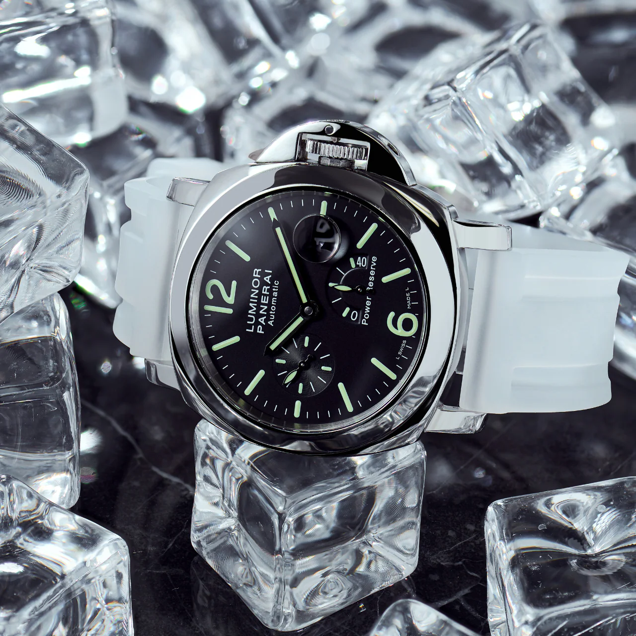 Rubber Strap for Panerai Luminor - Translucent Glacier Ice - Image 2