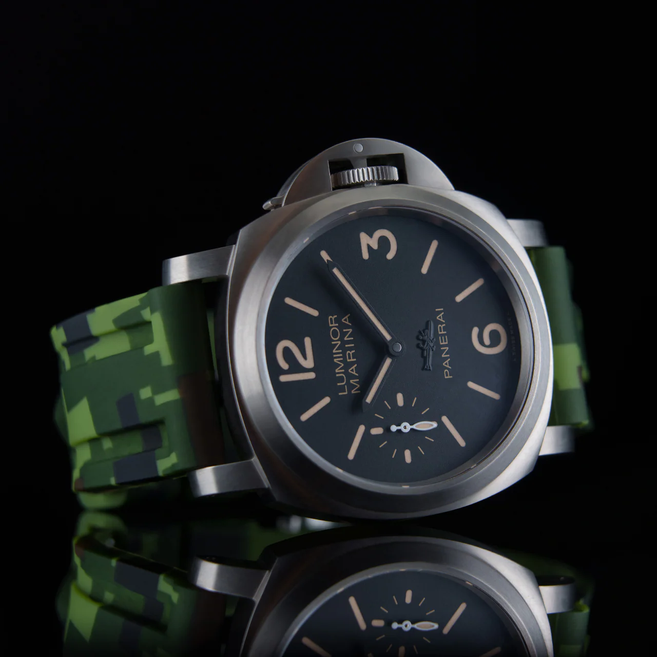 Rubber Strap for Panerai Luminor - Green Digi Camo - Image 2