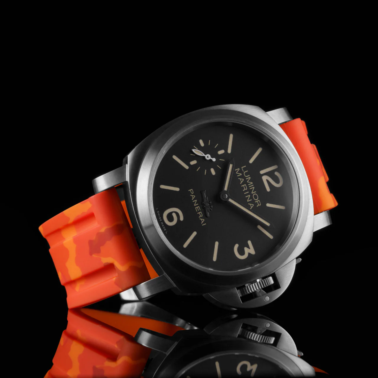 Rubber Strap for Panerai Luminor - Orange Camo - Image 2