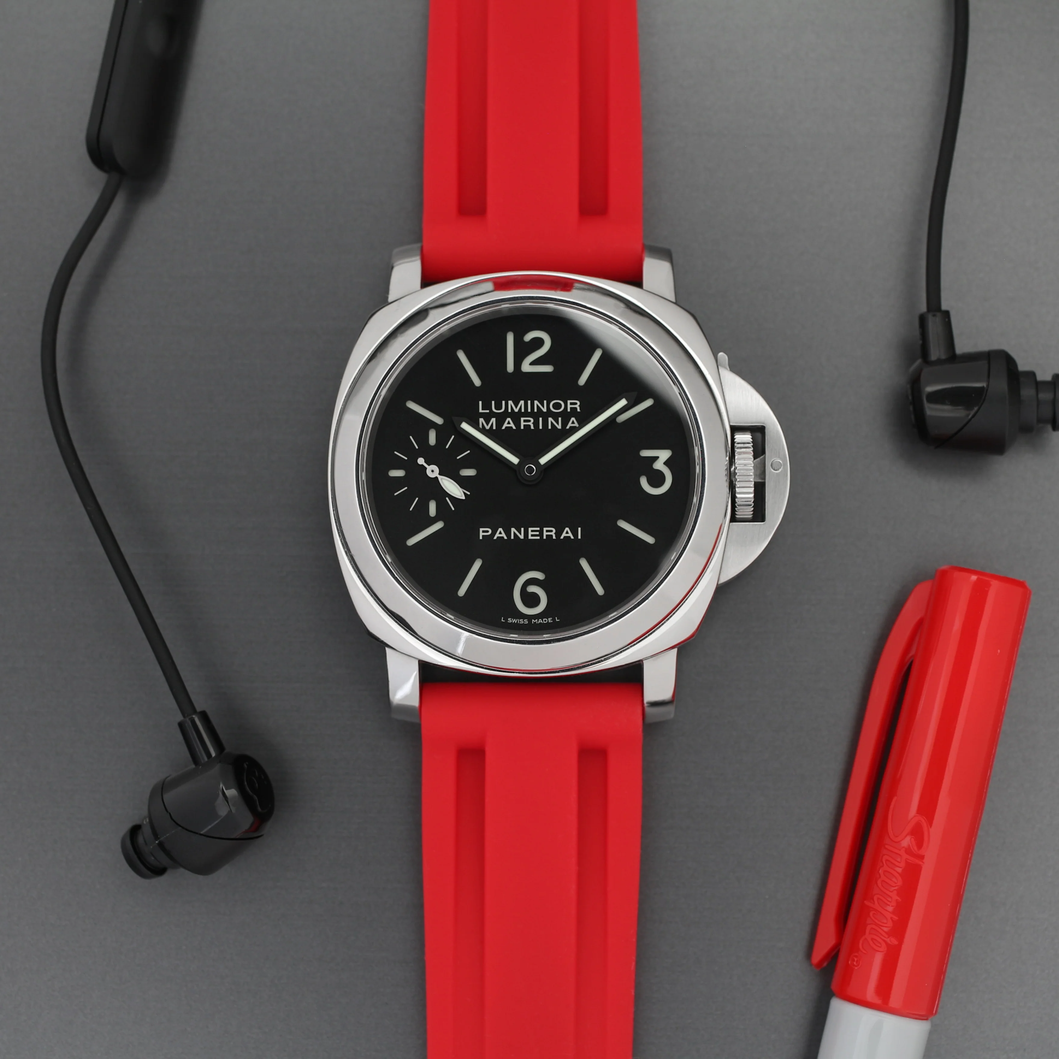 Rubber Strap for Panerai Luminor - Heat Red - Image 2