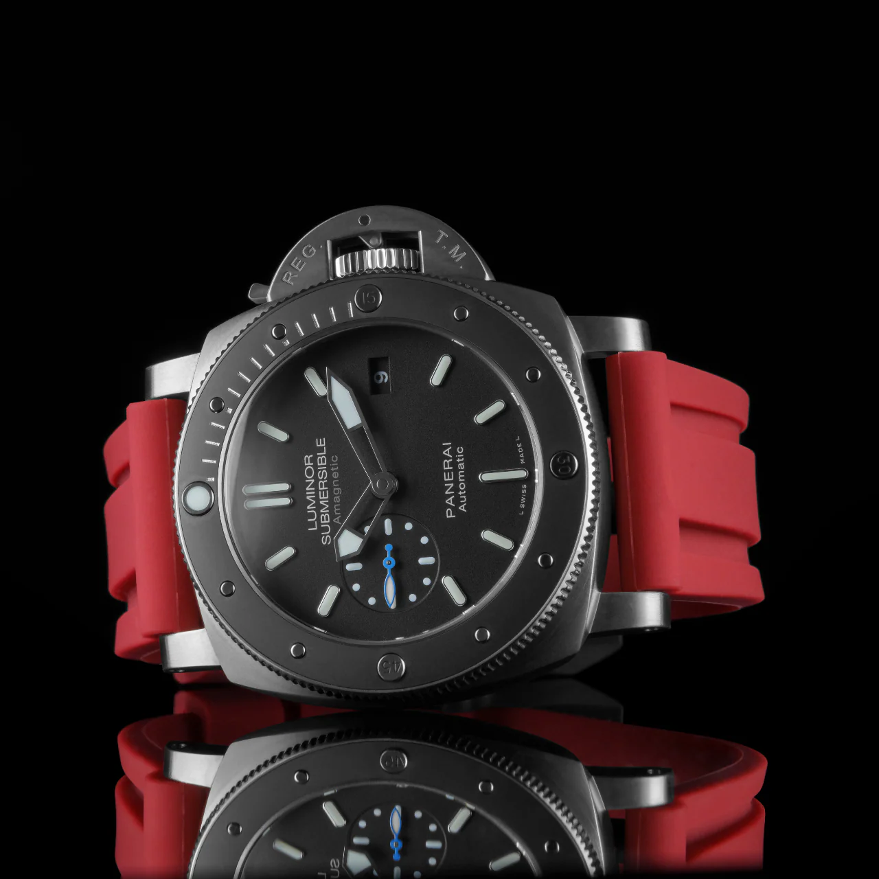 Rubber Strap for Panerai Submersible - Bordeaux Red - Image 2
