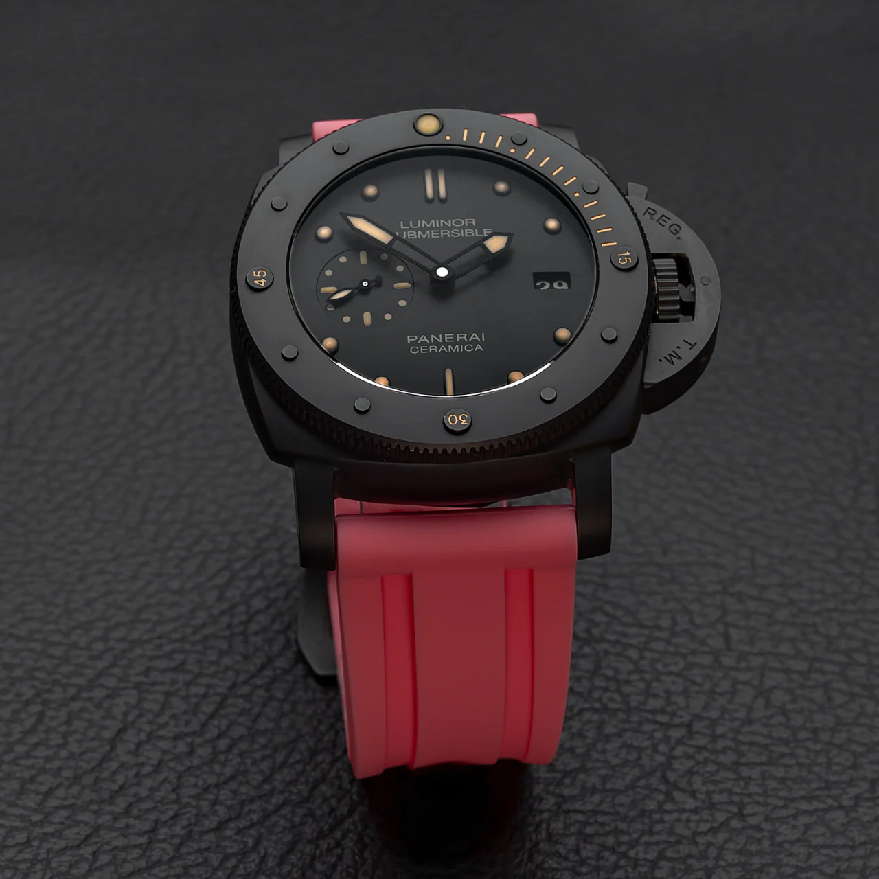 Rubber Strap for Panerai Submersible - Flamingo Pink - Image 2