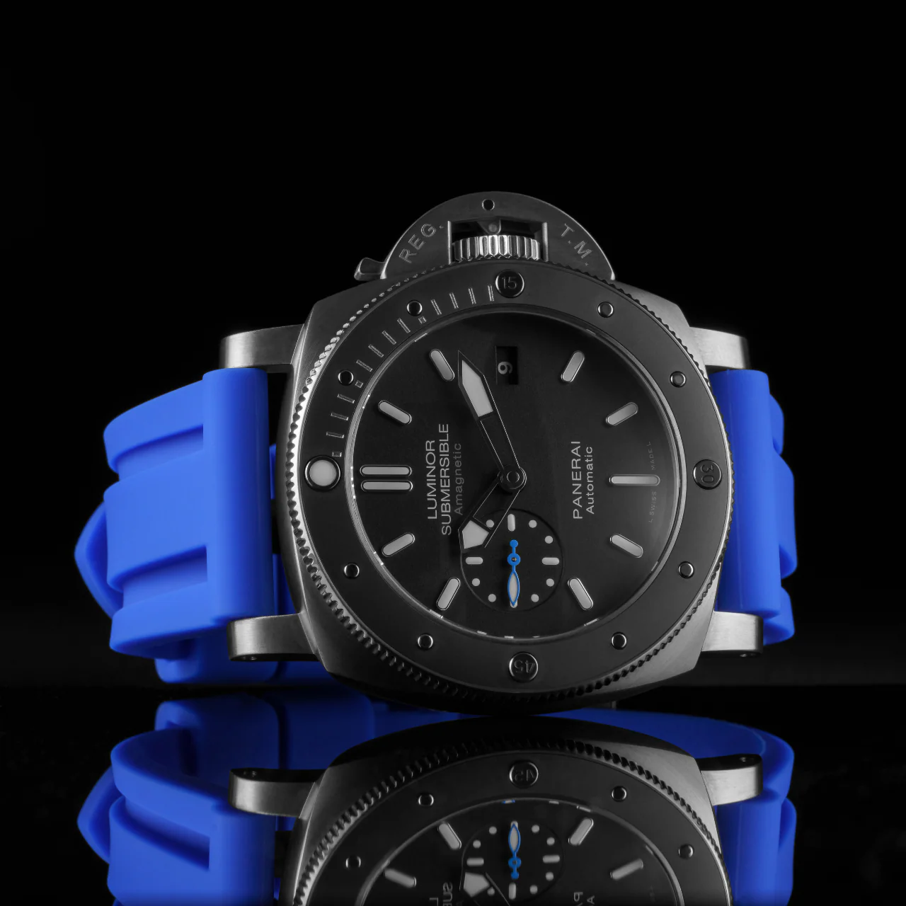 Rubber Strap for Panerai Submersible - Gulfstream Blue - Image 2