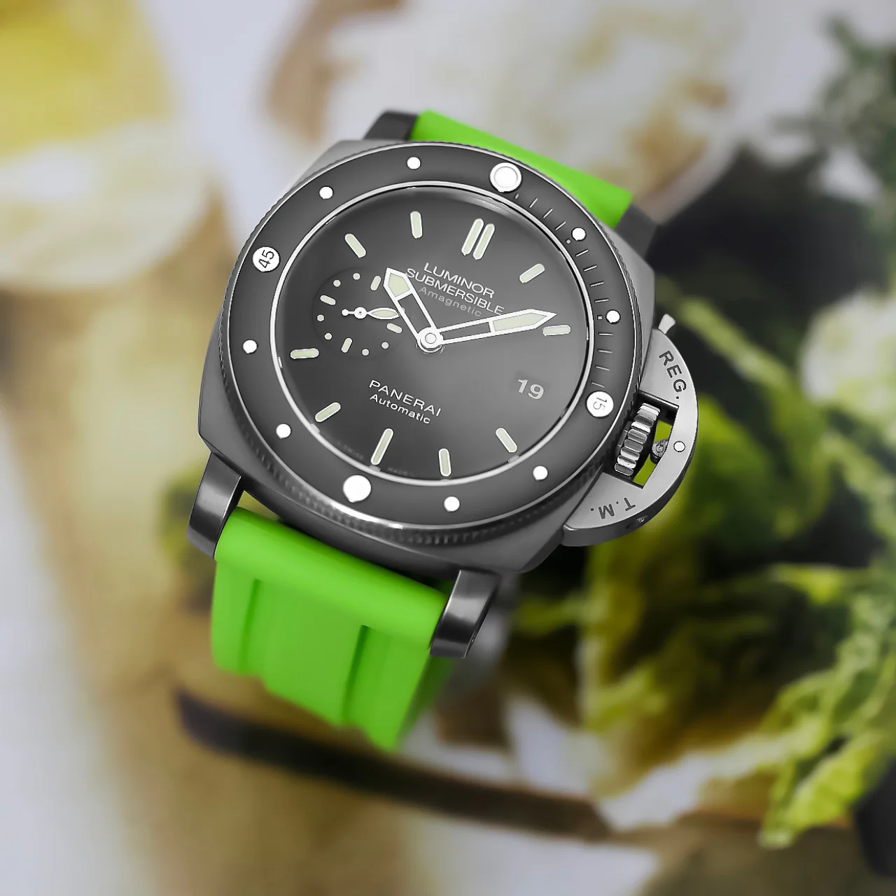 Rubber Strap for Panerai Submersible - Lime Green - Image 2