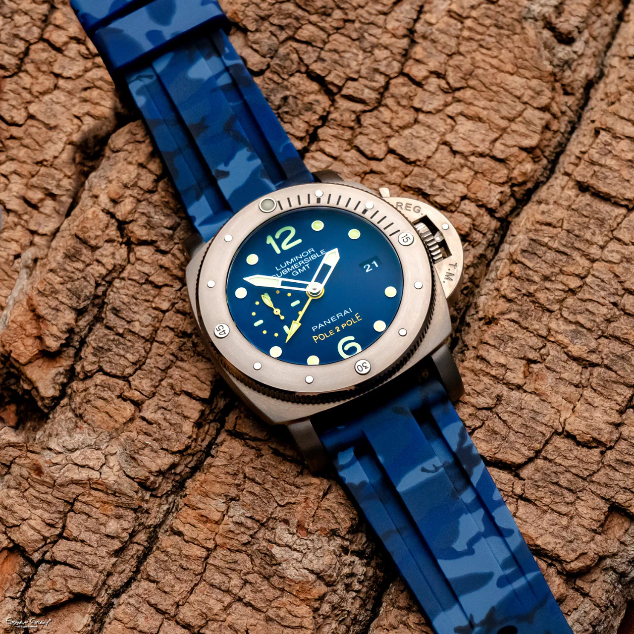 Rubber Strap for Panerai Submersible - Ocean Camo - Image 2