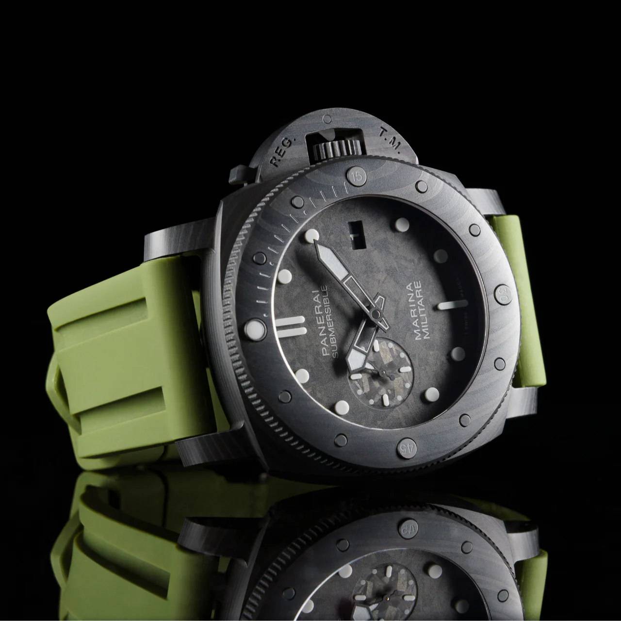 Rubber Strap for Panerai Submersible - Olive Green - Image 2