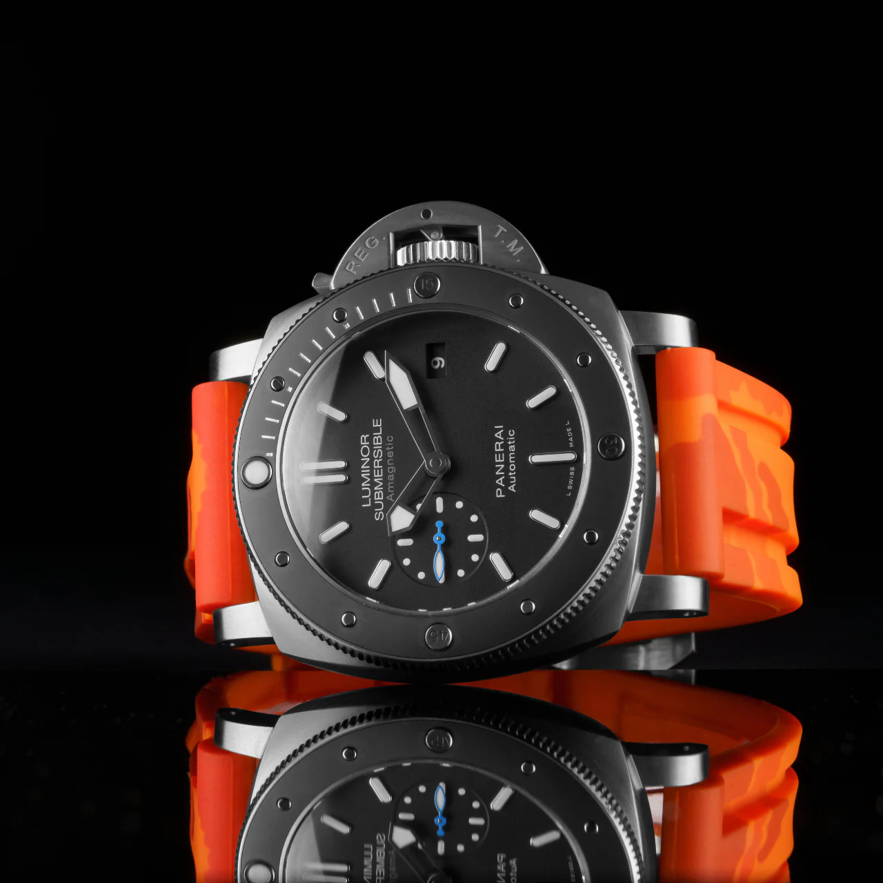 Rubber Strap for Panerai Submersible - Orange Camo - Image 2