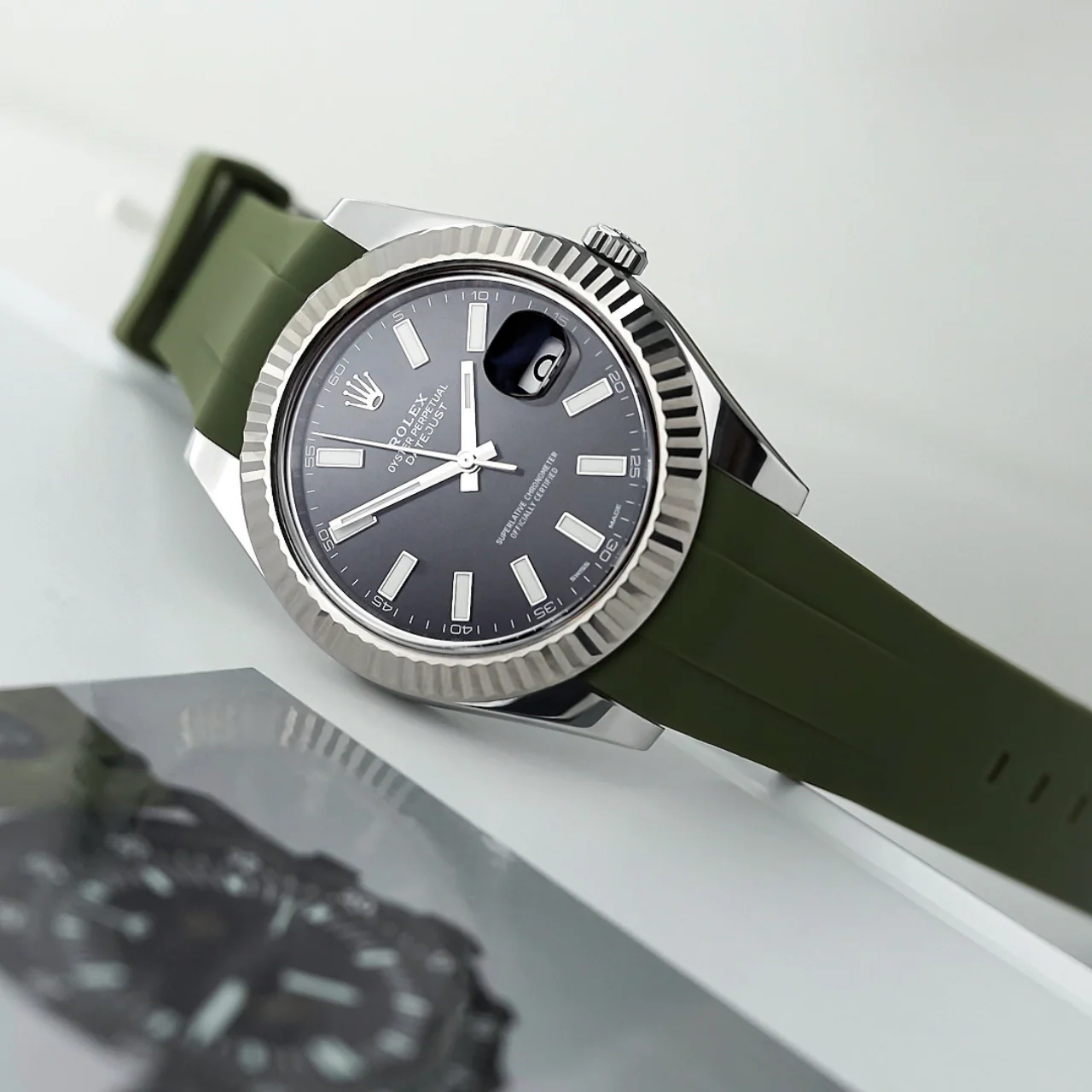 Rubber Strap for Rolex Datejust II - Olive Green - Image 2