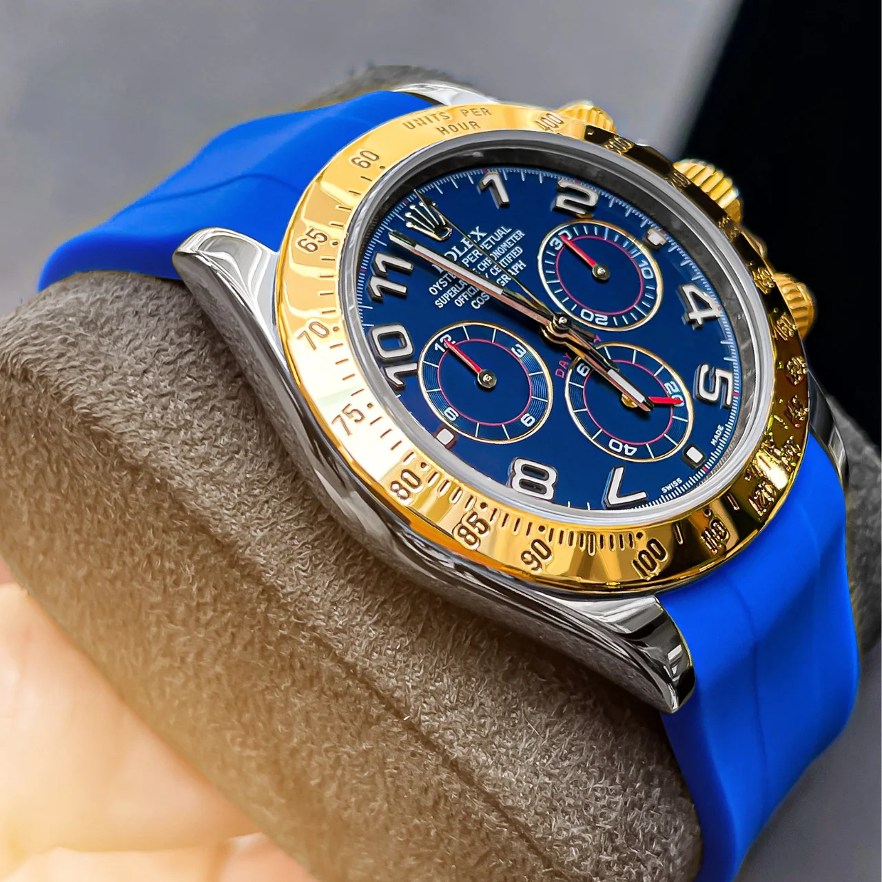 Rubber Strap for Rolex Daytona on Bracelet - Gulfstream Blue - Image 2