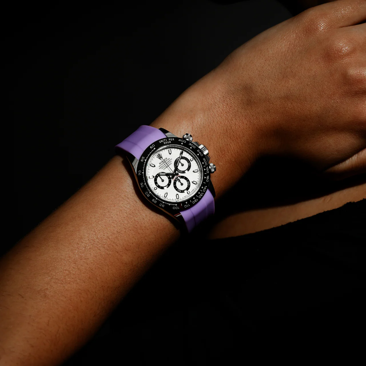 Rubber Strap for Rolex Daytona on Bracelet - Lavender Purple - Image 2