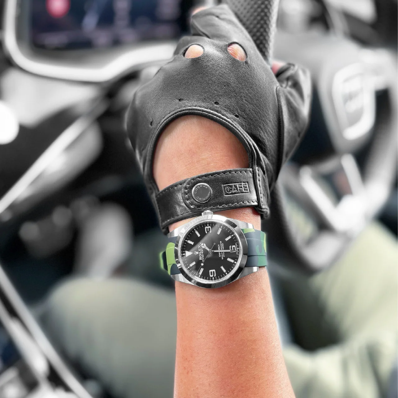 Rubber Strap for Rolex Explorer I - Green Camo - Image 2