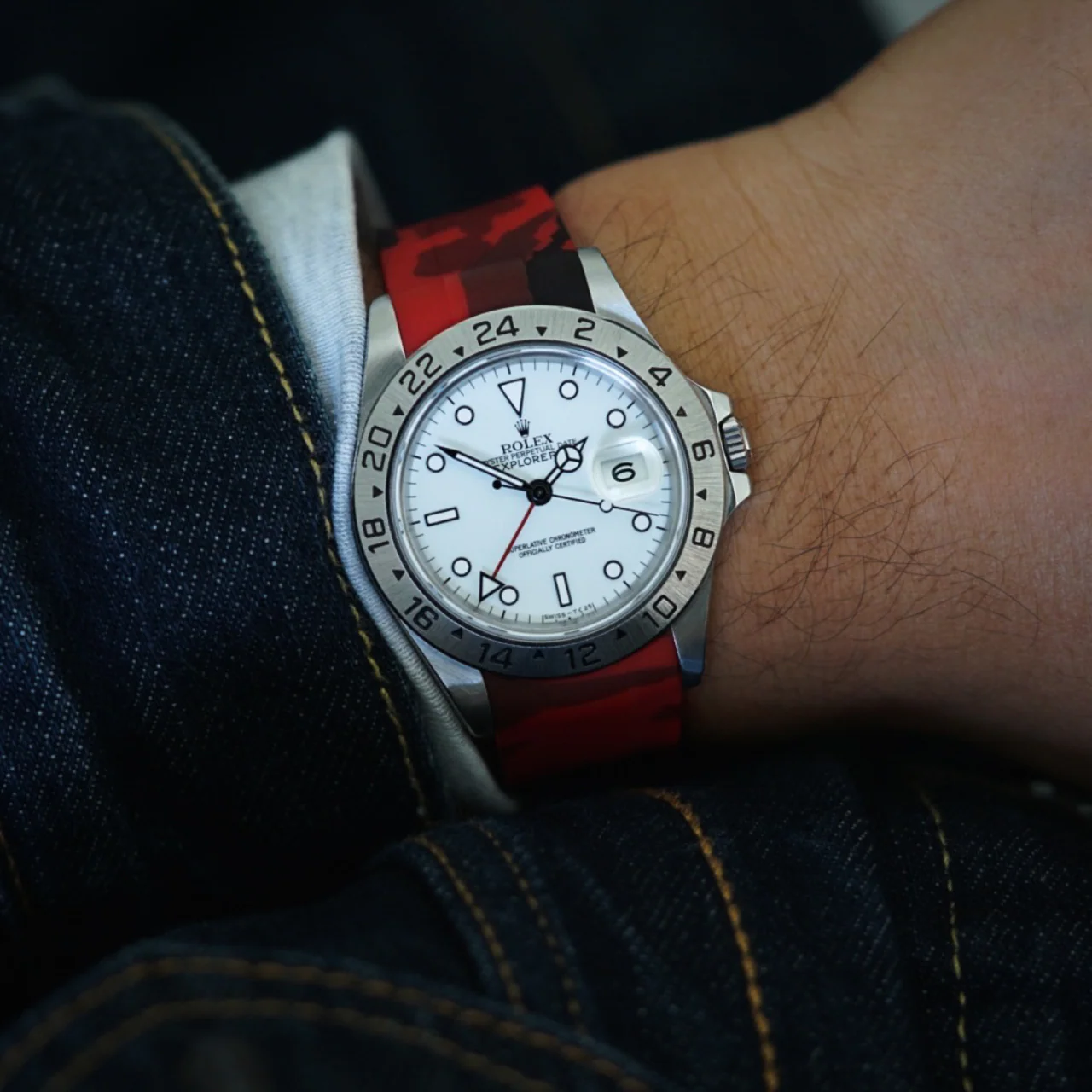 Rubber Strap for Rolex Explorer II - Red Camo - Image 2