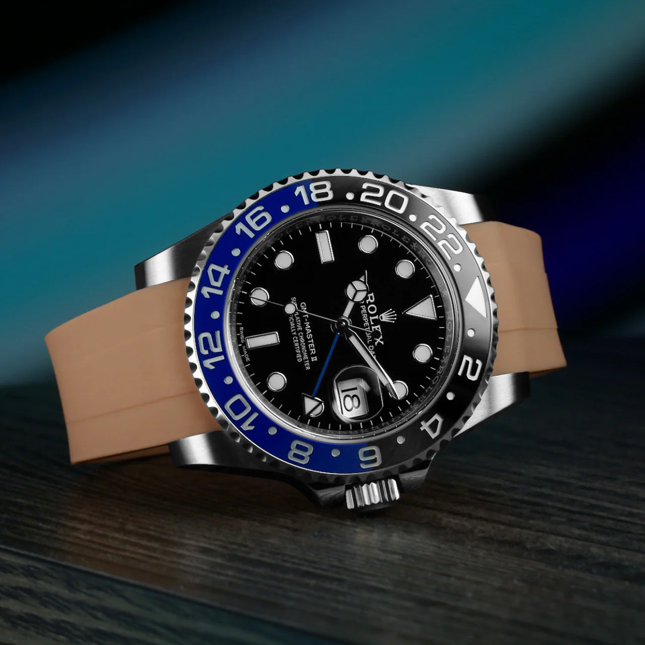 Rubber Strap for Rolex GMT Master II - Desert Sand - Image 2