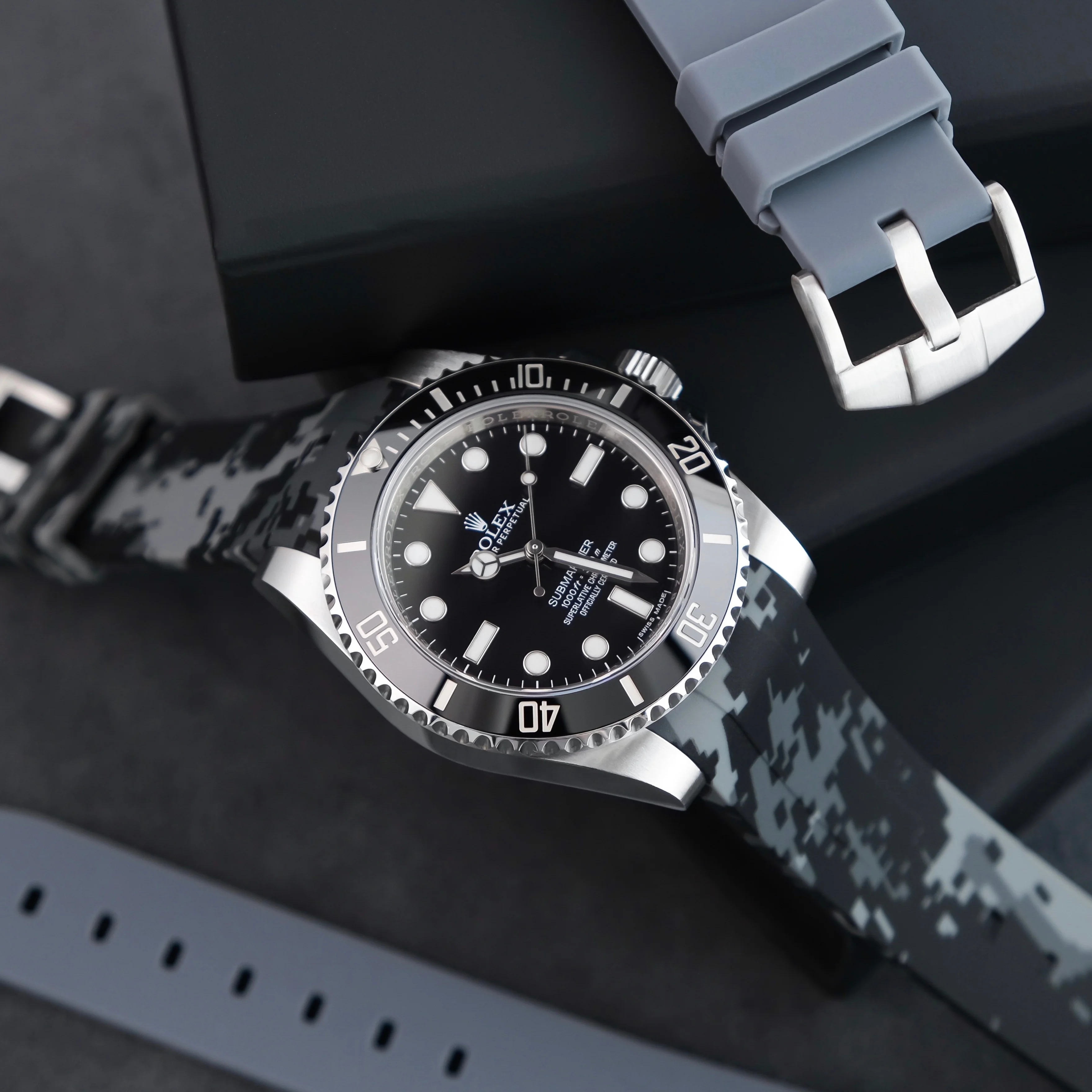 Rubber Strap for Rolex Submariner - Graphite Digi Camo - Image 2