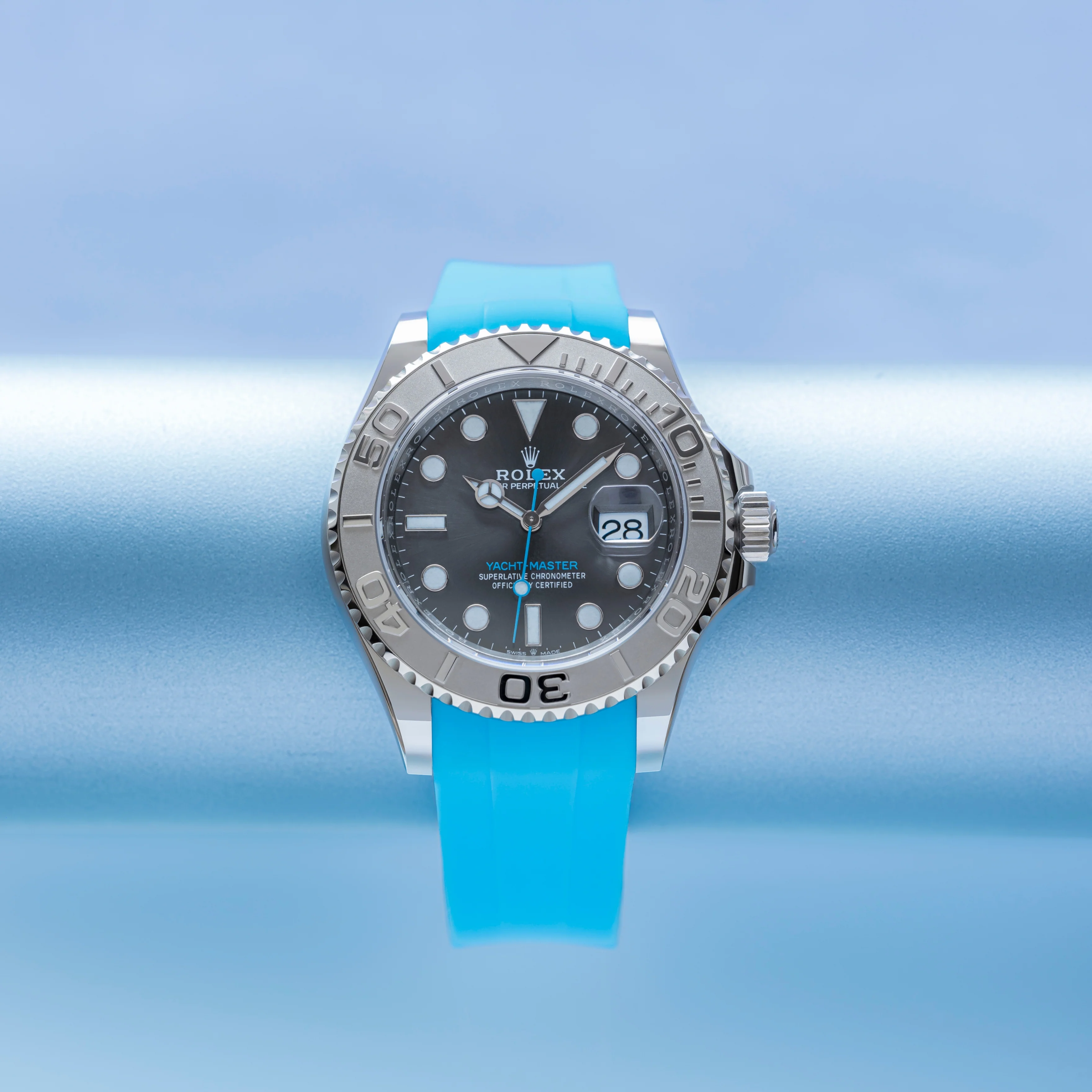 Rubber Strap for Rolex Yacht-Master on Bracelet - Miami Blue